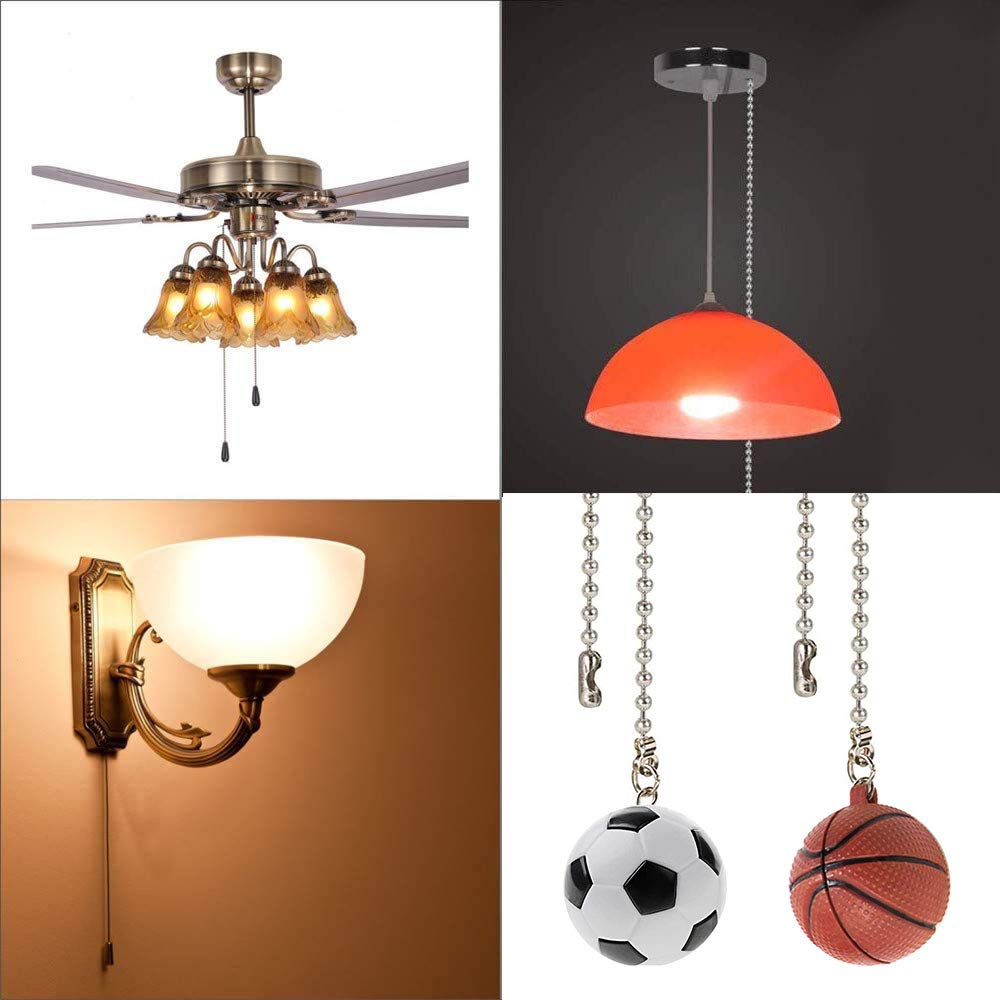 Ceiling Fan Chain Pulls Decorative Extension 12 Inches Football And Basketball Extender Ornaments Pendant Fan Pulls Set For Ceil