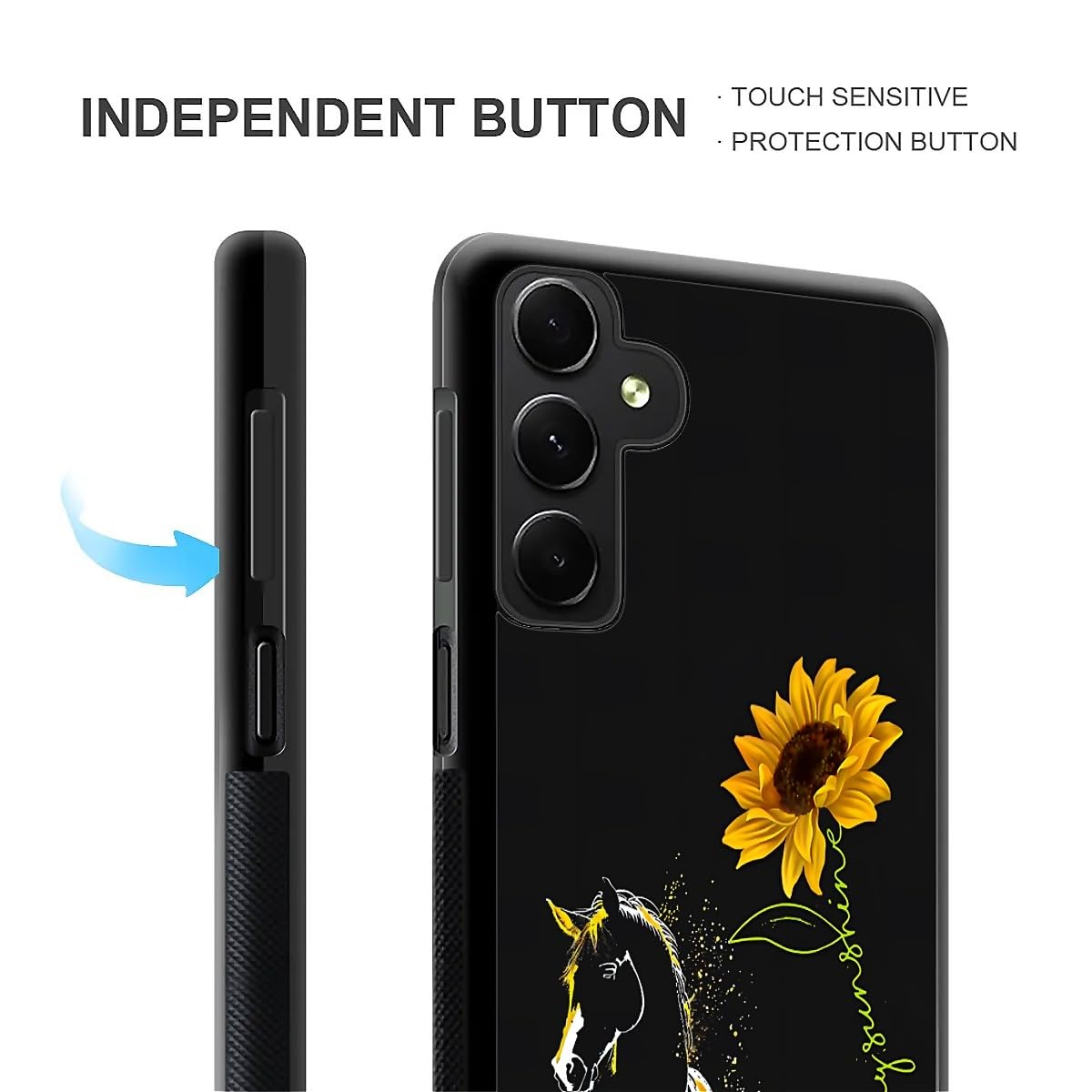 Fkbrcl4U For Samsung Galaxy A15 Case, Horse Sunflower Yellow Sunshine Pattern Graphic Design Girl Boy Soft Silicone Hard Acrylic