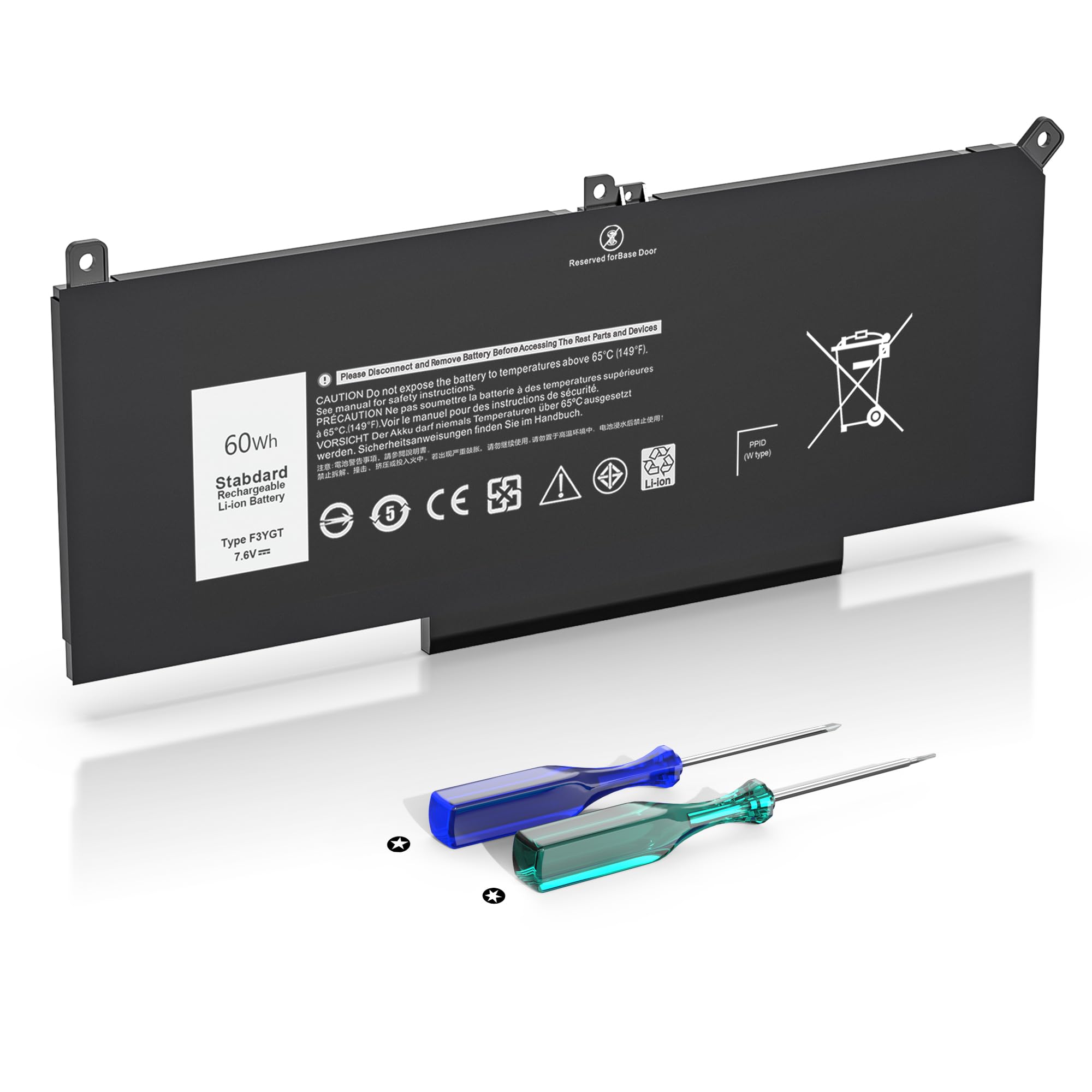 YUERYE 60WH F3YGT Laptop Battery Compatible with Dell Latitude 7490 7480 Latitude 12 7000 7280 7290/13 7000 7380 7390/14 7000 74