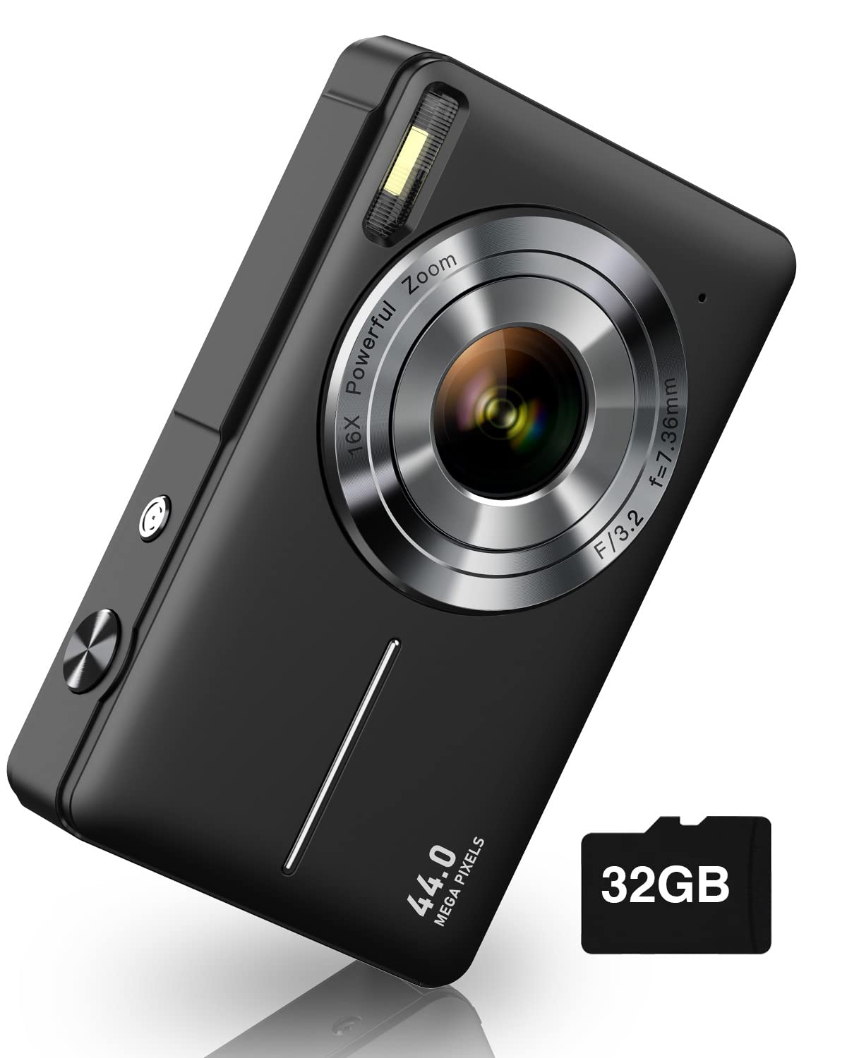 Digital Camera, Camkory Fhd 1080P Kids Camera 44Mp Point And Shoot Digital Cameras With 32Gb Sd Card, 16X Zoom, Two Batteries, Lanyard, Compact Small Camera For Kids Boys Girls