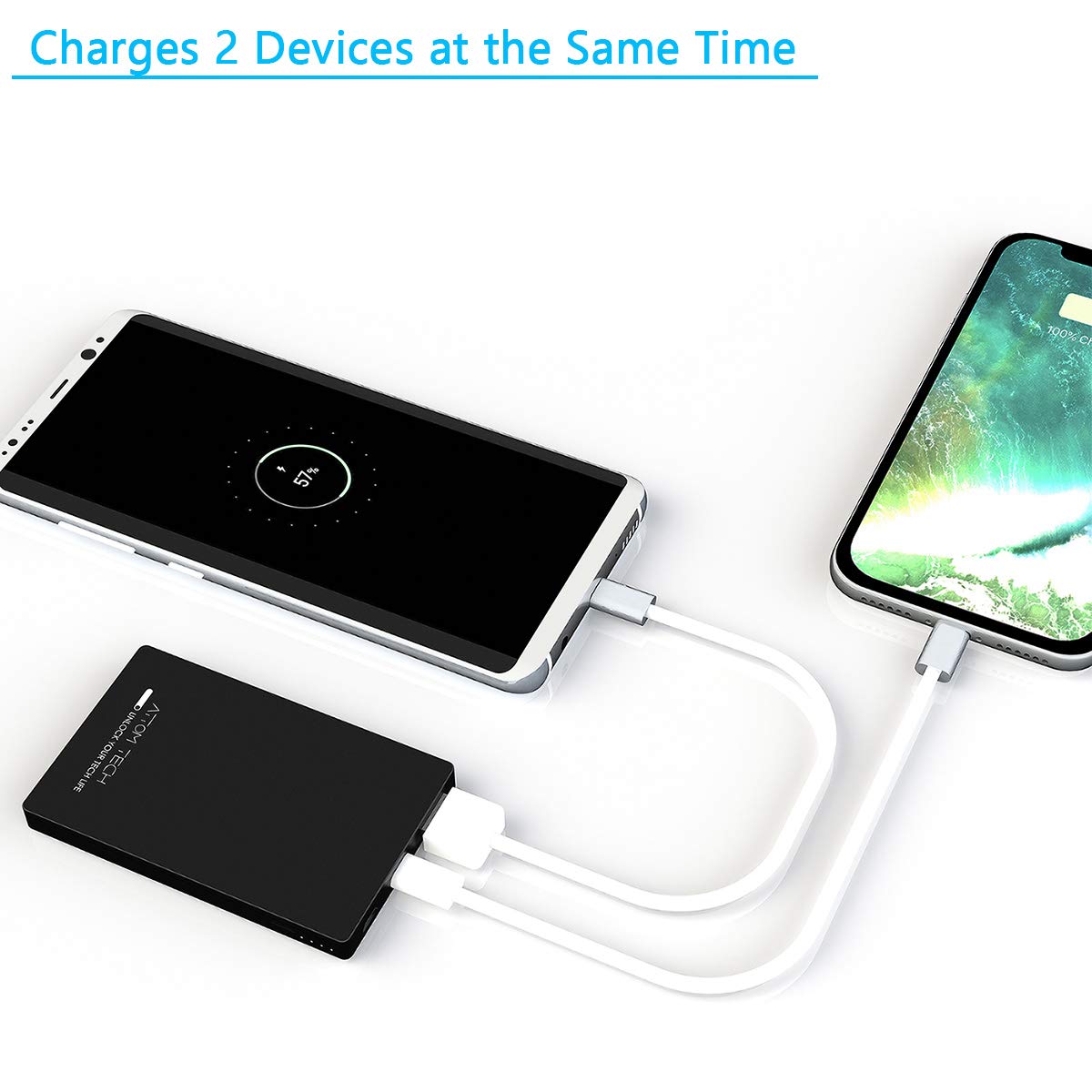 Attom Tech Dual Usb Output Super Slim Power Bank Ultra Thin, Attom Tech 3000Mah Portable Charger Mini External Phone Battery Pac