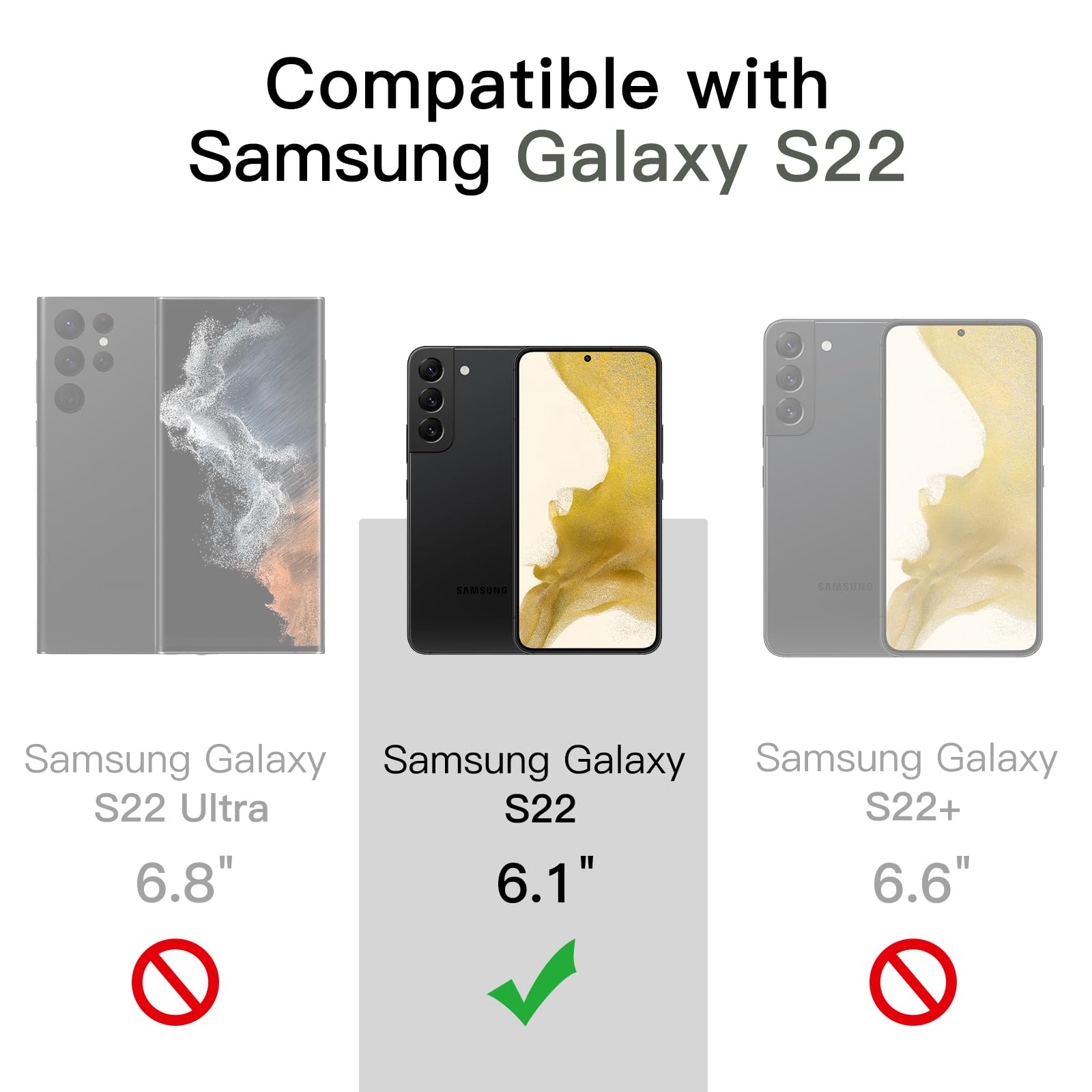 Jetech Case For Samsung Galaxy S22 5G 6.1-Inch, Non-Yellowing Shockproof Bumper Protective Phone Cover, Anti-Scratch Hard Pc Bac