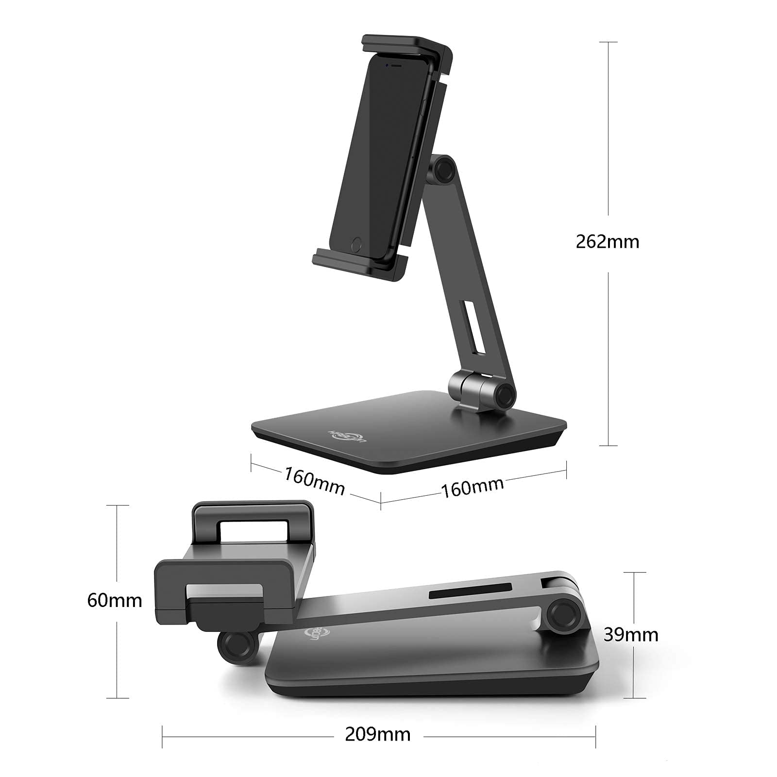 Kabcon Tablet Stand,Tightness Adjustable Aluminum Alloy Tablet Stand For Desk, 360 Swivel Foldable Tablets Stands Dock For 4'' 1