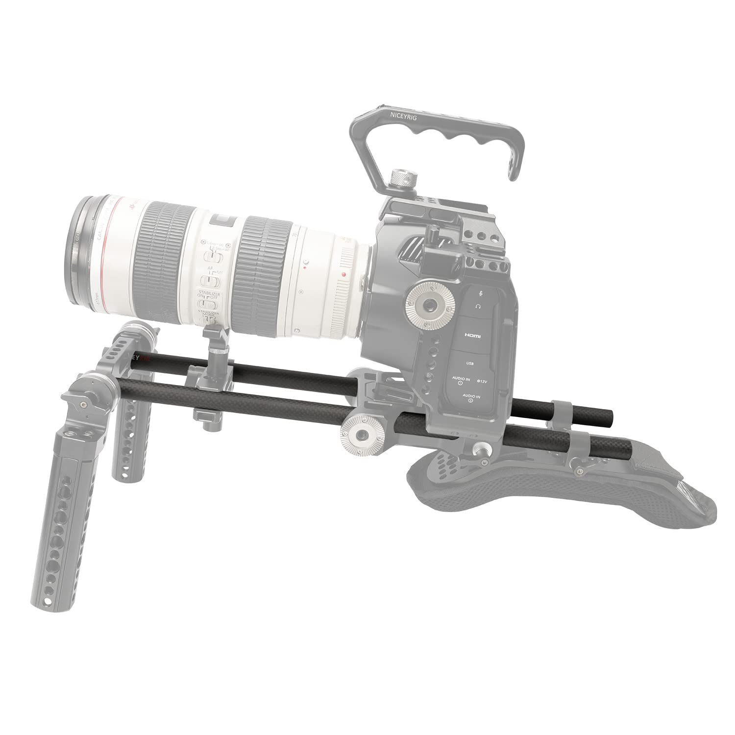 Niceyrig 15Mm Rod 16'' Carbon Fiber Lightweight Camera Rod Rails For 15Mm Heavier Shoulder Mount Rig, Follow Focus (Max. Payload