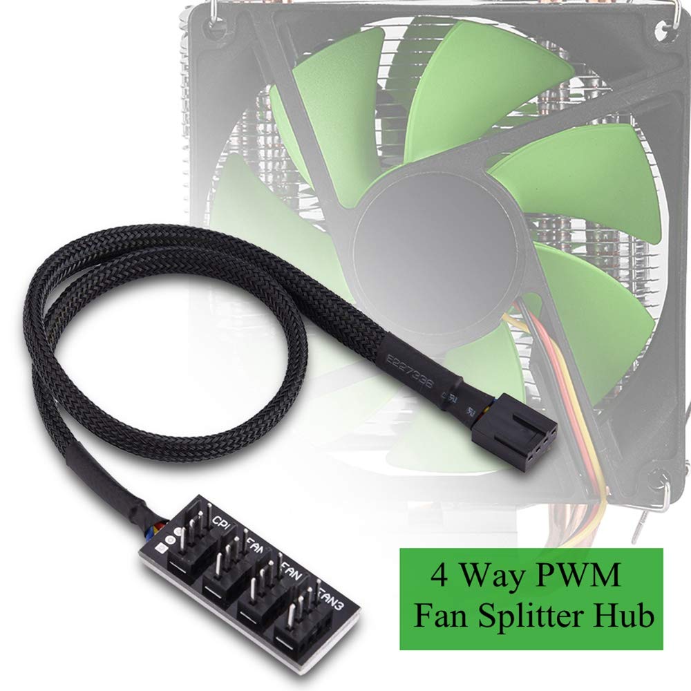 Pwm Fan Hub, 4 Pin Computer Cpu/Case Fan Power Multi Splitter Connector Cable Adapter For Computer Cooler Fans