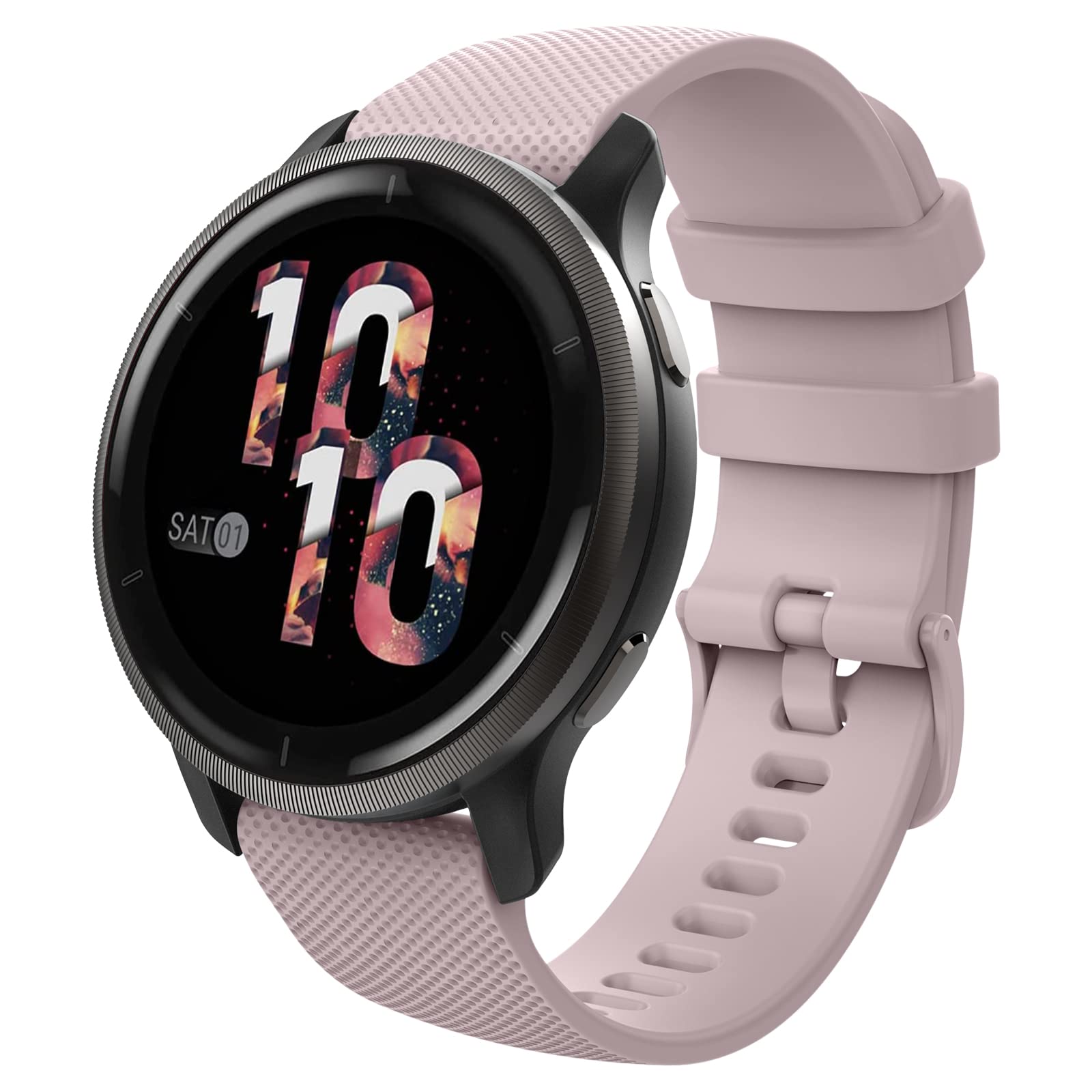 MoKo Watch Band Compatible with Garmin Forerunner 265S/255S/255S Music/Vivoactive 4S/Venu 3S/Venu 2S/Vivomove 3S Smartwatch, 18MM Soft Silicone Adjustable Replacement Strap, Rose Pink