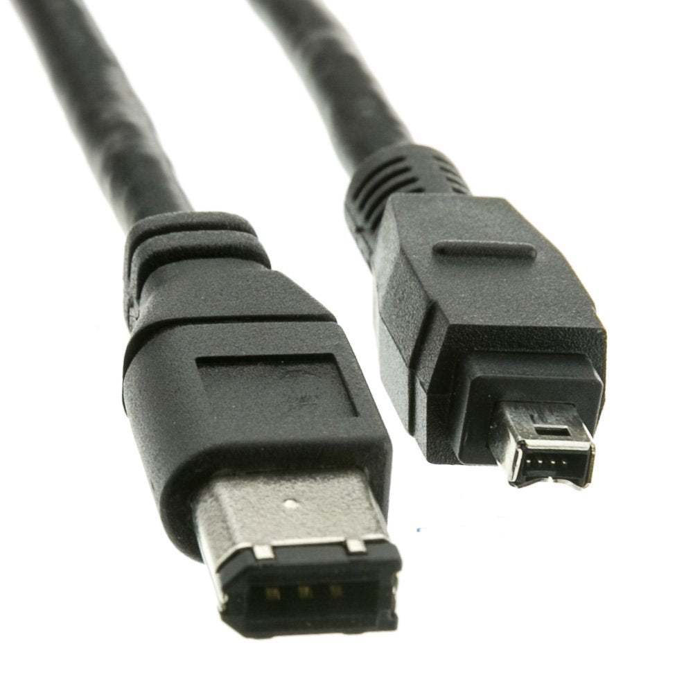 Cablewholesale Firewire 400 4 Pin To 6 Pin Cable, Male To Male Ilink Dv Cable, 6 Pin/4 Pin Ieee 1394A, Black, 6 Pin To 4 Pin Mal