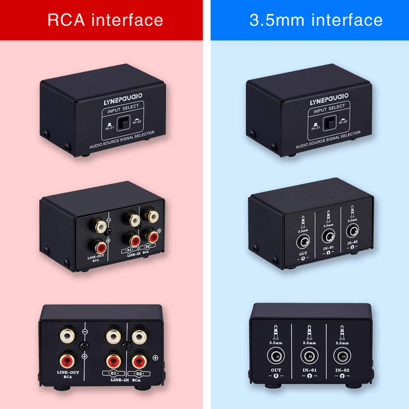 Jingfeng Audio Switcher Rca 2 In 1 Out/1 In 2 Out A/B Switch Stereo Audio Splitter Box With No Distortion Rca Jack For Switching
