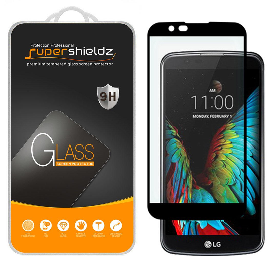 Supershieldz Designed For (Lg K10) Tempered Glass Screen Protector, (Full Screen Coverage) Anti Scratch, Bubble Free (Black)