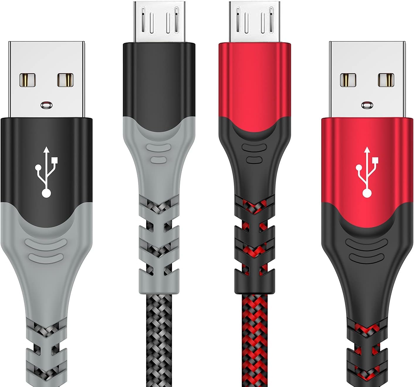 KOOWOD PS4 Controller Charger Charging Cable - 2 Pack 10FT Nylon Braided Micro USB 2.0 High Speed Data Sync Cord for PlayStation