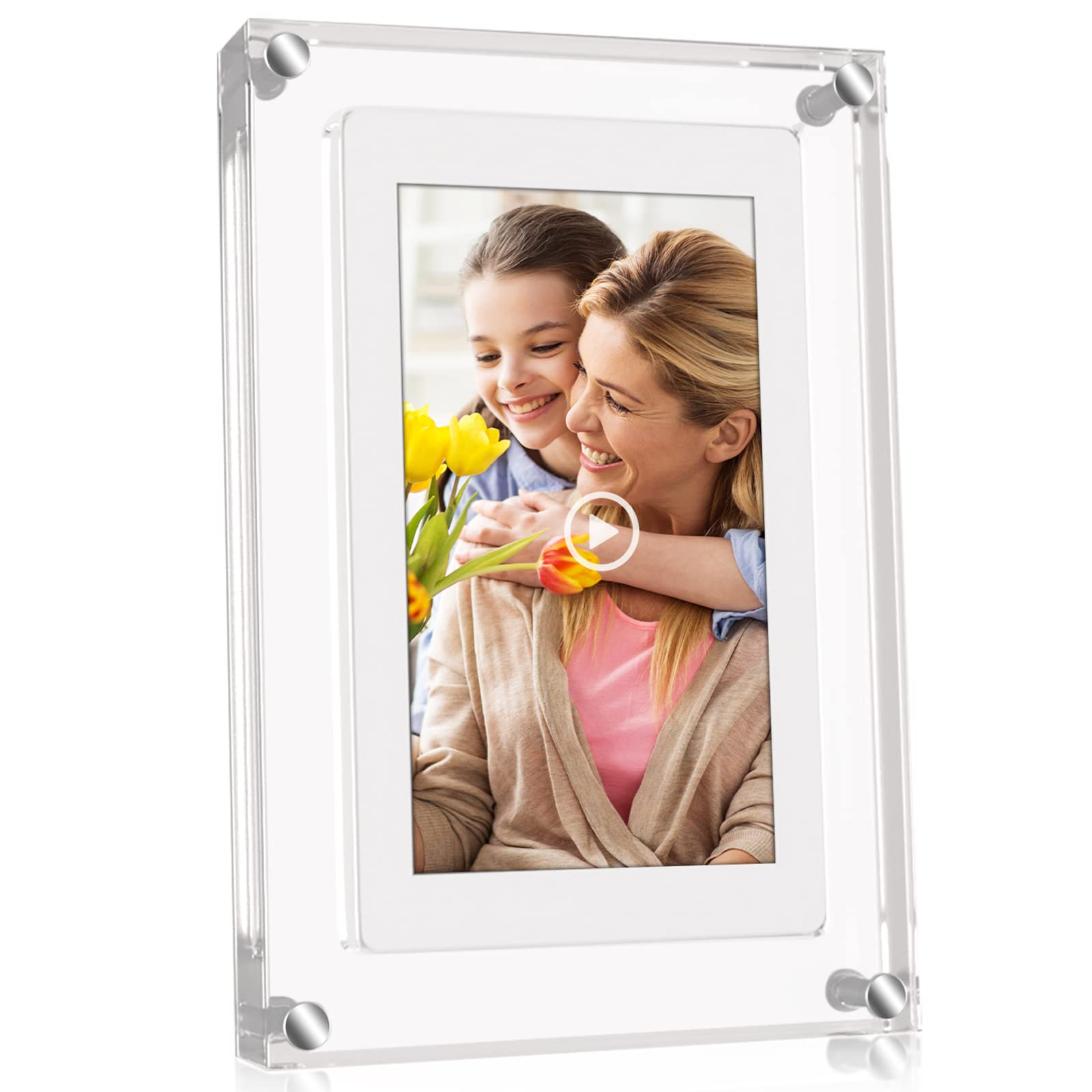 5 Inch Digital Picture Frame, Acrylic Video Frame, 1Gb Memory, 1000Mah Built In Battery, Perfect For Home Decor And Heartfelt Gi