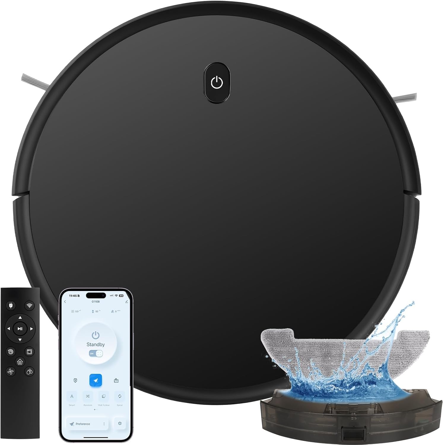 Robot Vacuum and Mop combo, 3500Pa Vacuum Cleaner Robot Navigation with high efficient roller brush, 60dB Robot Vacuum Cleaner w