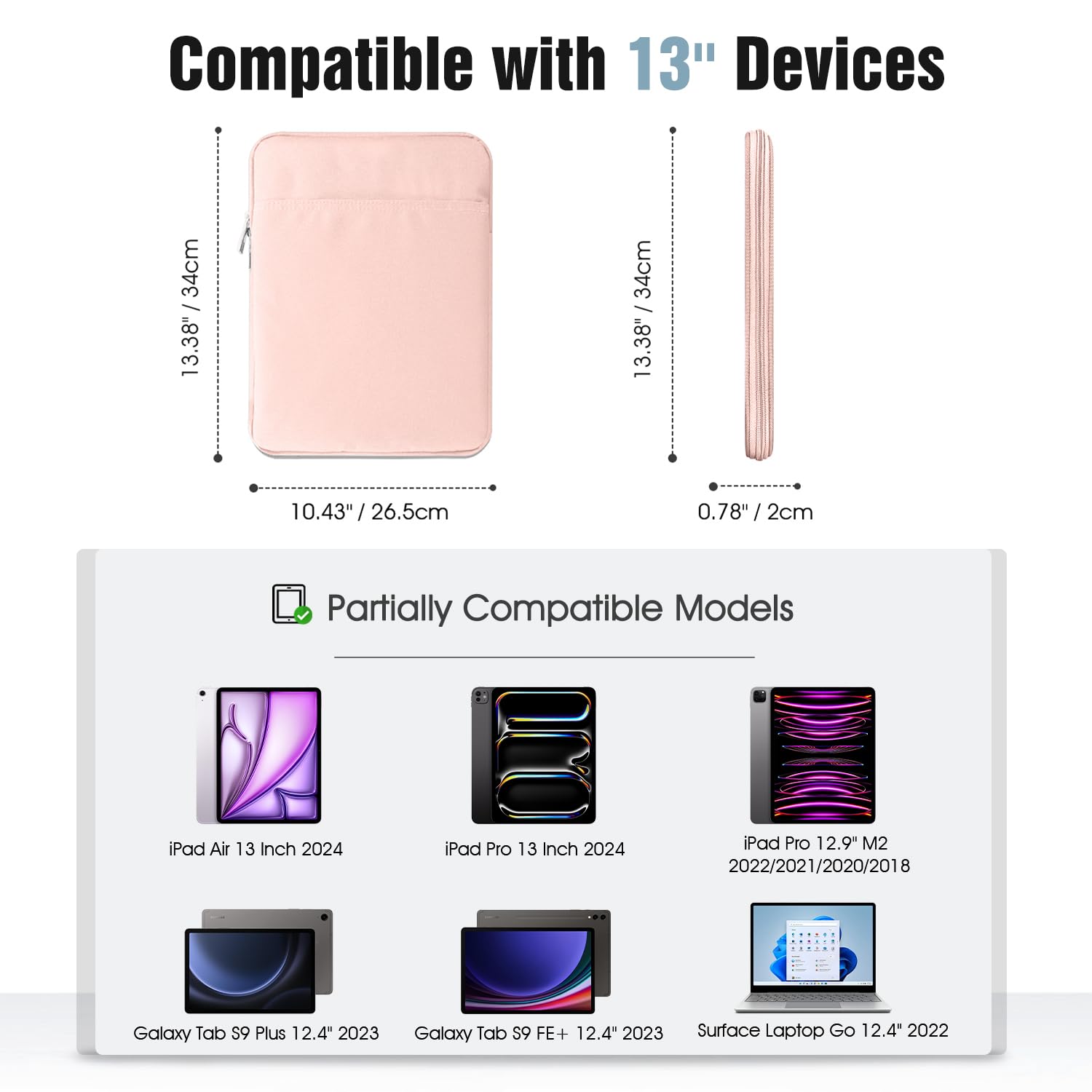 Timovo 13 Inch Tablet Sleeve For Ipad Air 13 M3 2025, Ipad Pro 13, Ipad Pro 12.9, Galaxy Tab S9 Plus/S10+/S10 Plus/S9 Fe+/S9 Fe
