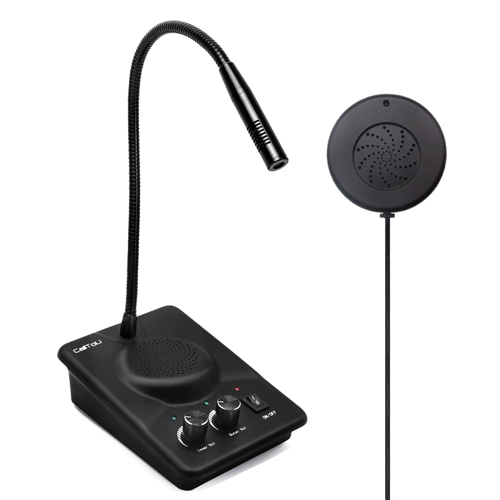 Calltou Window Speaker Intercom System,Dual Way Anti Interference Intercommunication Microphone Talk Through Glass Window,For Business,Bank,Office,Hospital,Counter,Store,Station,School And More