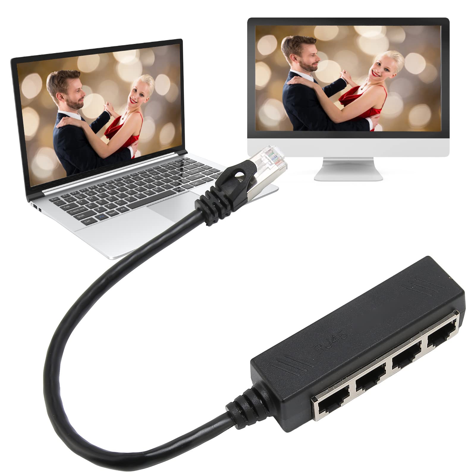 Vbestlife Rj45 Ethernet Splitter Cable, Rj45 1 Male To 4 X Female Lan Ethernet Splitter Adapter Cable Compatible With Lan Ethern