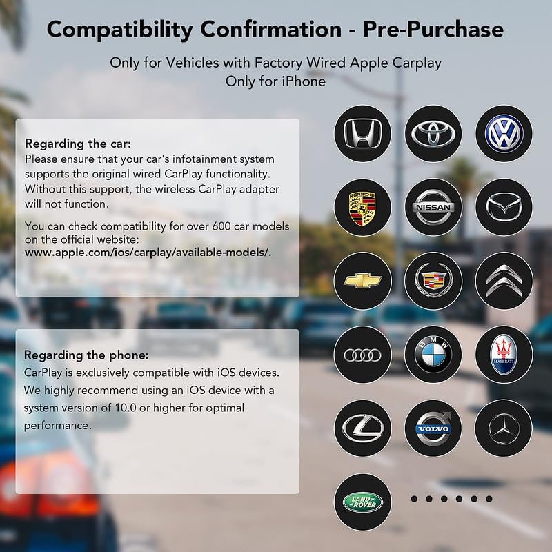 2024 Upgrade Wireless Carplay Adapter Compatible With Apple Iphone Ios 10+ Car Play Dongle Converts 5.8Ghz Wifi Plug & Play No D