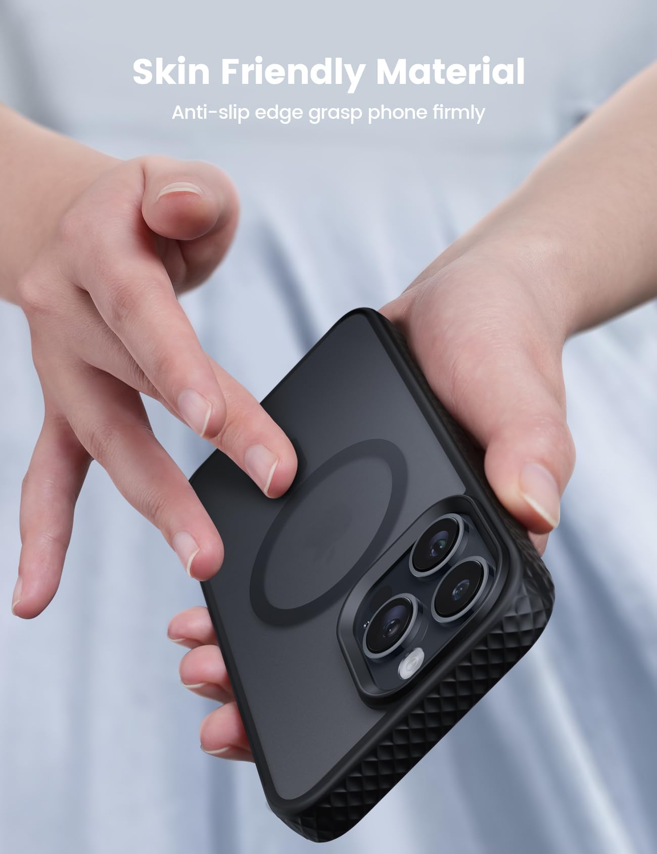 Lamicall Magnetic Case For Iphone 16 Pro Max, For Magsafe   [Anti Slip Edge] Military Grade Shockproof Protection Translucent Ha