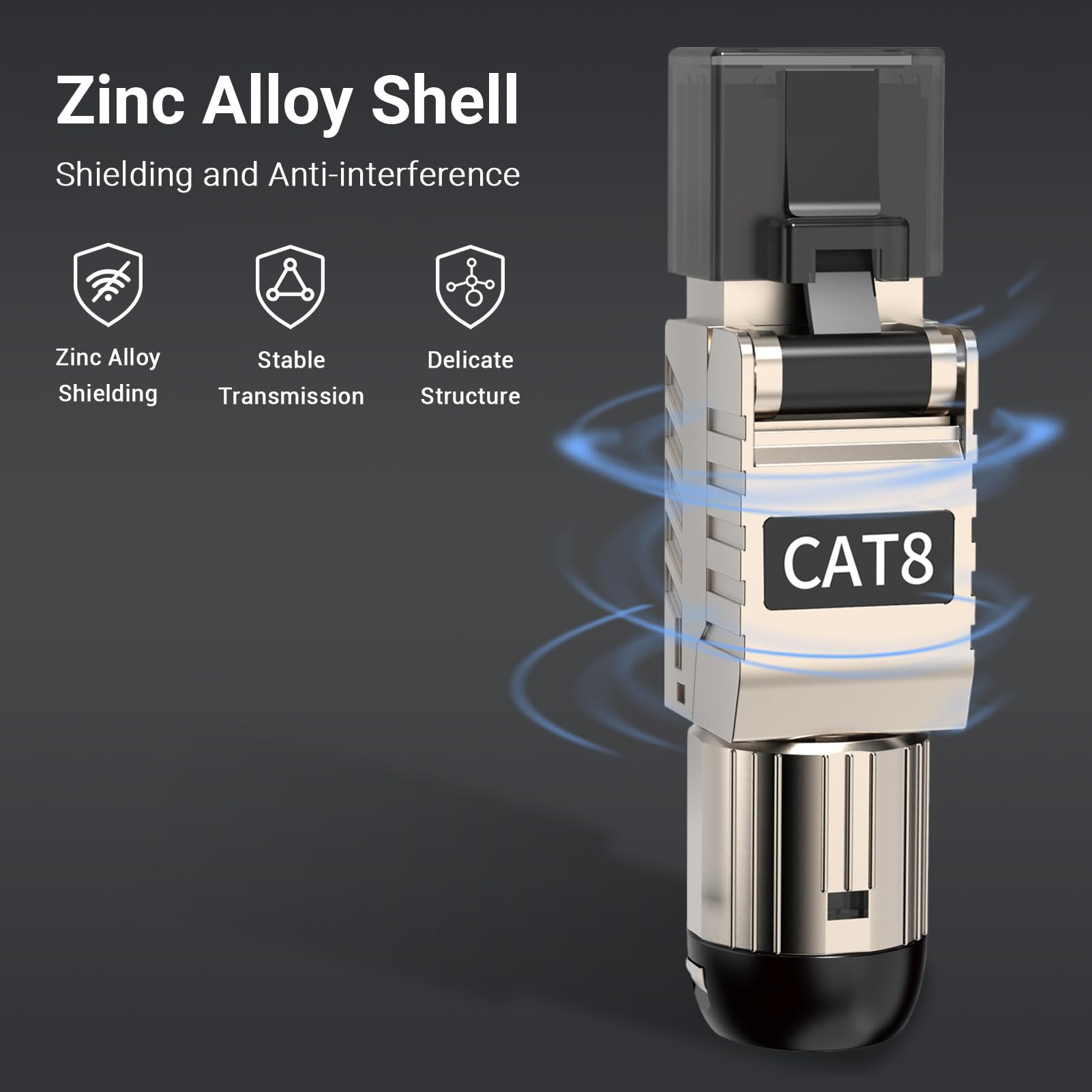 Zoerax 12 Pack Rj45 Connectors Tool Free Cat 8, Cat8 Field Termination Plug Shielded Rj45 Modular Plugs For 2000Mhz 2Ghz 40G Dou