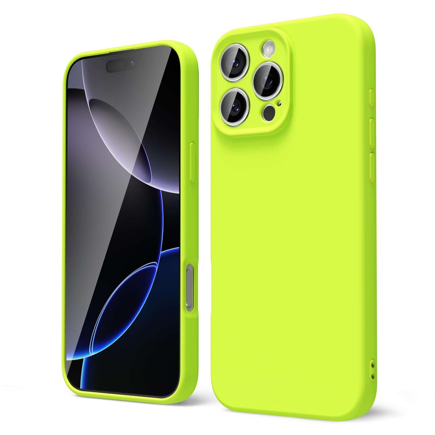 Oakxco For Iphone 16 Pro Max Phone Case Liquid Silicone, Neon Bright Solid Color, Thin Slim Soft Rubber Gel Matte Tpu Plain Simp