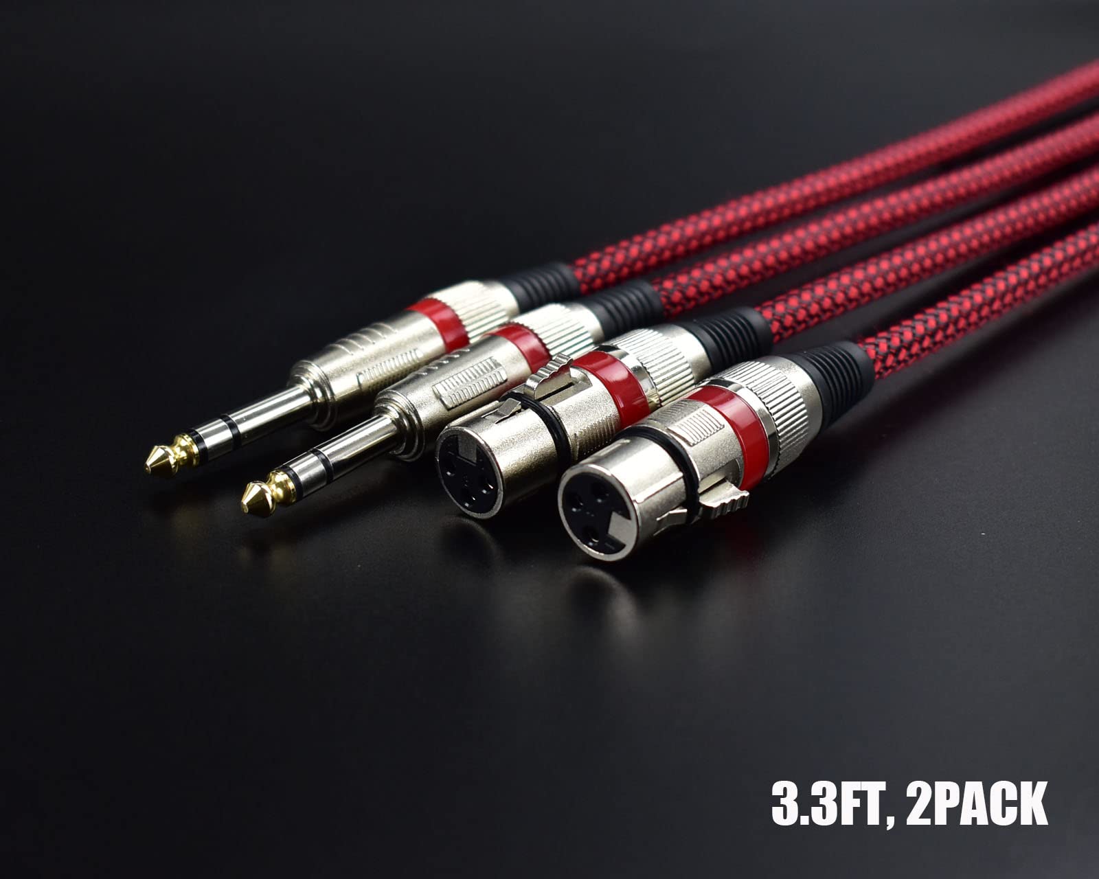 Mugteeve 1/4'' Trs To Xlr Female Cable Adapter Balanced, 3.3Ft Stereo Quarter Inch Trs To Xlr Microphone Cable, Nylon Braided, O