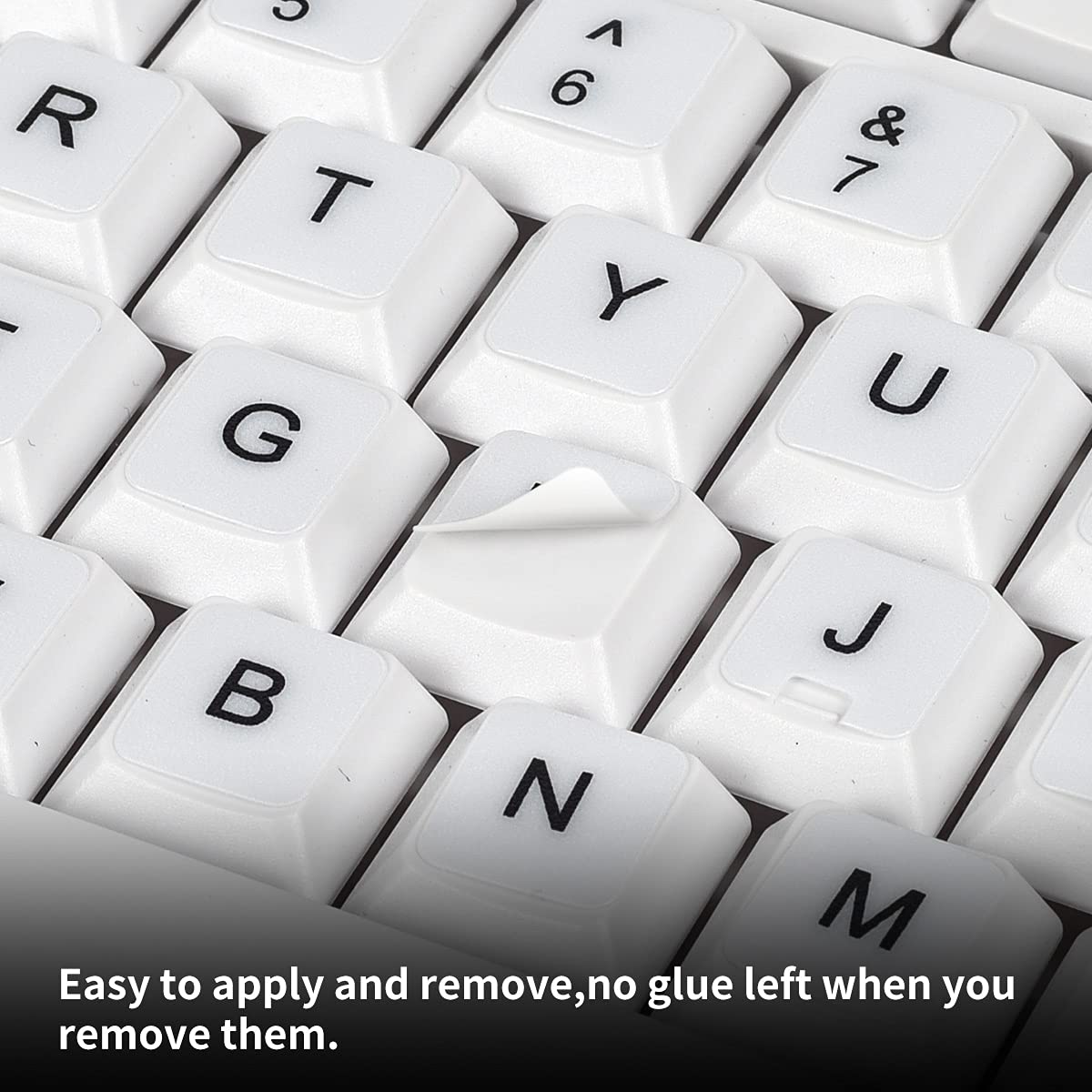 (2Pcs Pack) English Keyboard Stickers, Universal Keyboard Replacement Letters English White Background With Black Lettering For