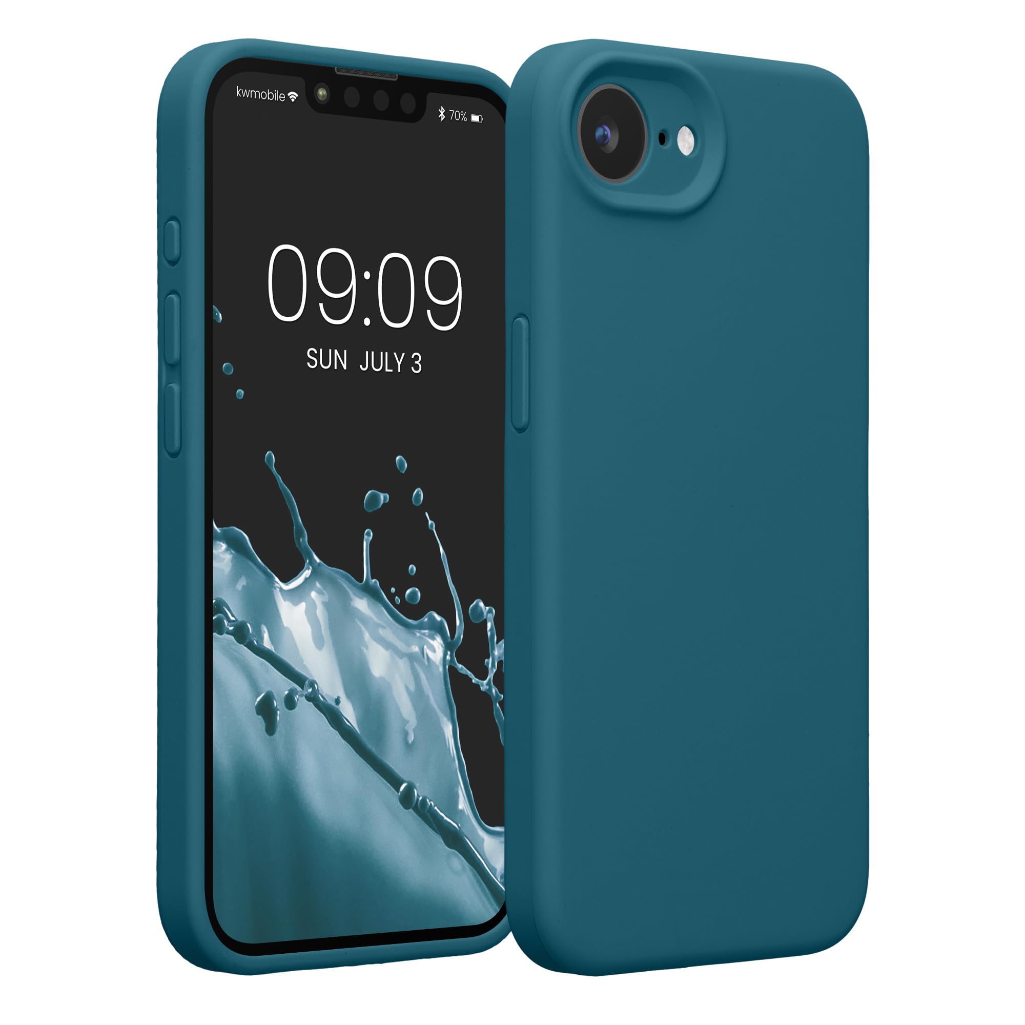 kwmobile Case Compatible with Apple iPhone 17e / iPhone 16e Case - Slim TPU Silicone Phone Cover - Soft Touch Finish - Teal Matt