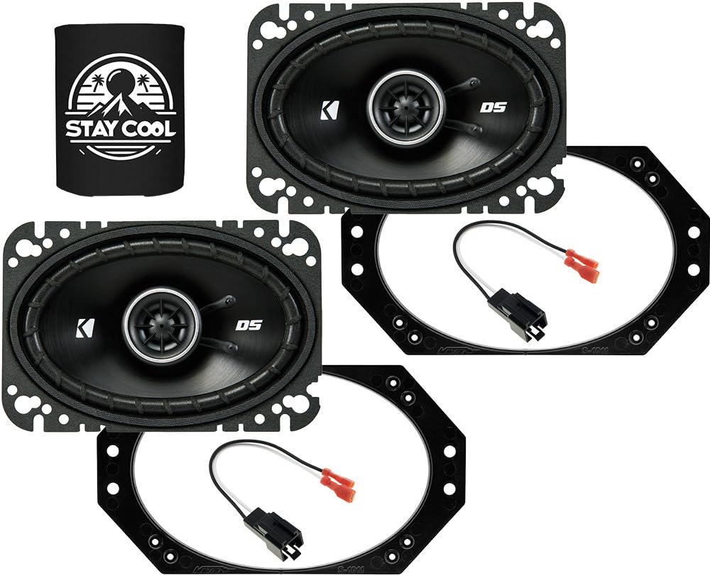 KICKER Front Dash 4x6 Speakers Kit for Jeep Wrangler 1997-2006 Upgrade Kit - Pair of DS Series 4x6 Inch Coaxial Speakers with Ad