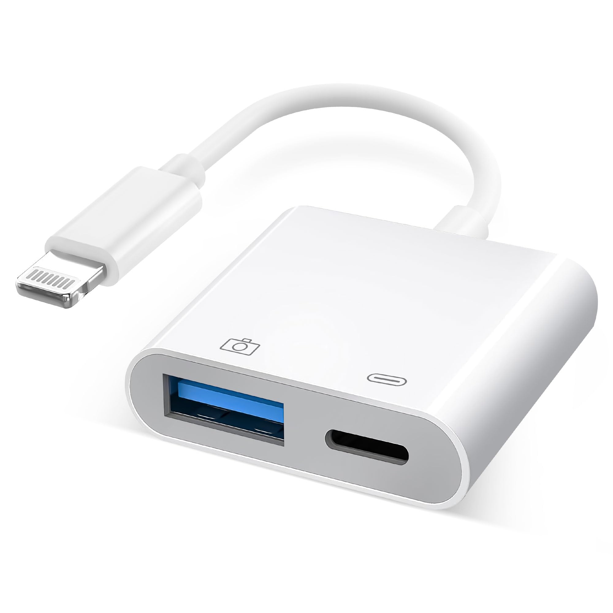 [Apple MFi Certified] Lightning to USB Camera Adapter with Charging Port, Portable USB3.0 Female OTG Cable for iPad to Connect C