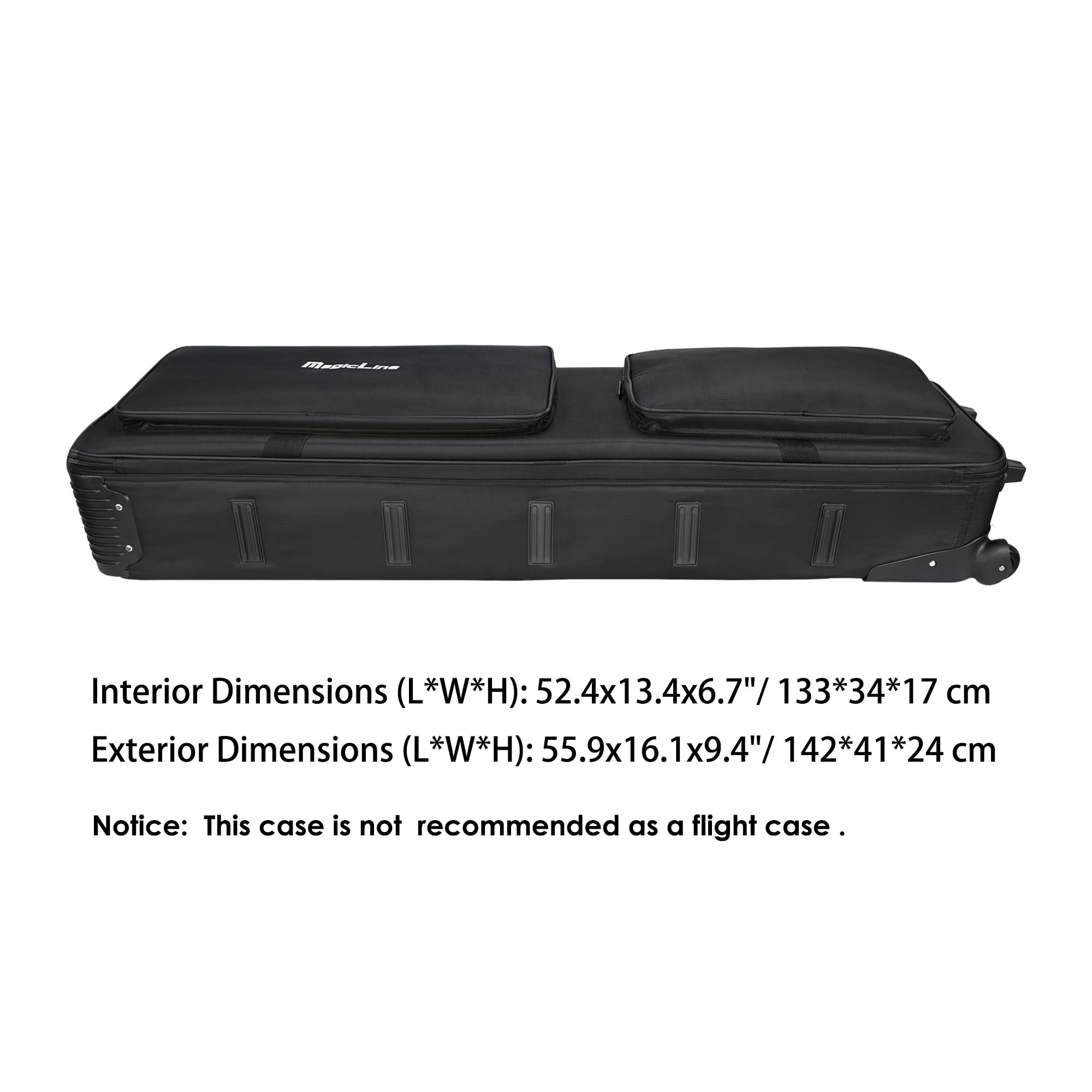 Magicline Hard Shell Rolling Keyboard Case 52.4''X13.4''X6.7'' For 88 Note Keyboards And Electric Pianos, 88 Key Keyboard Rigid