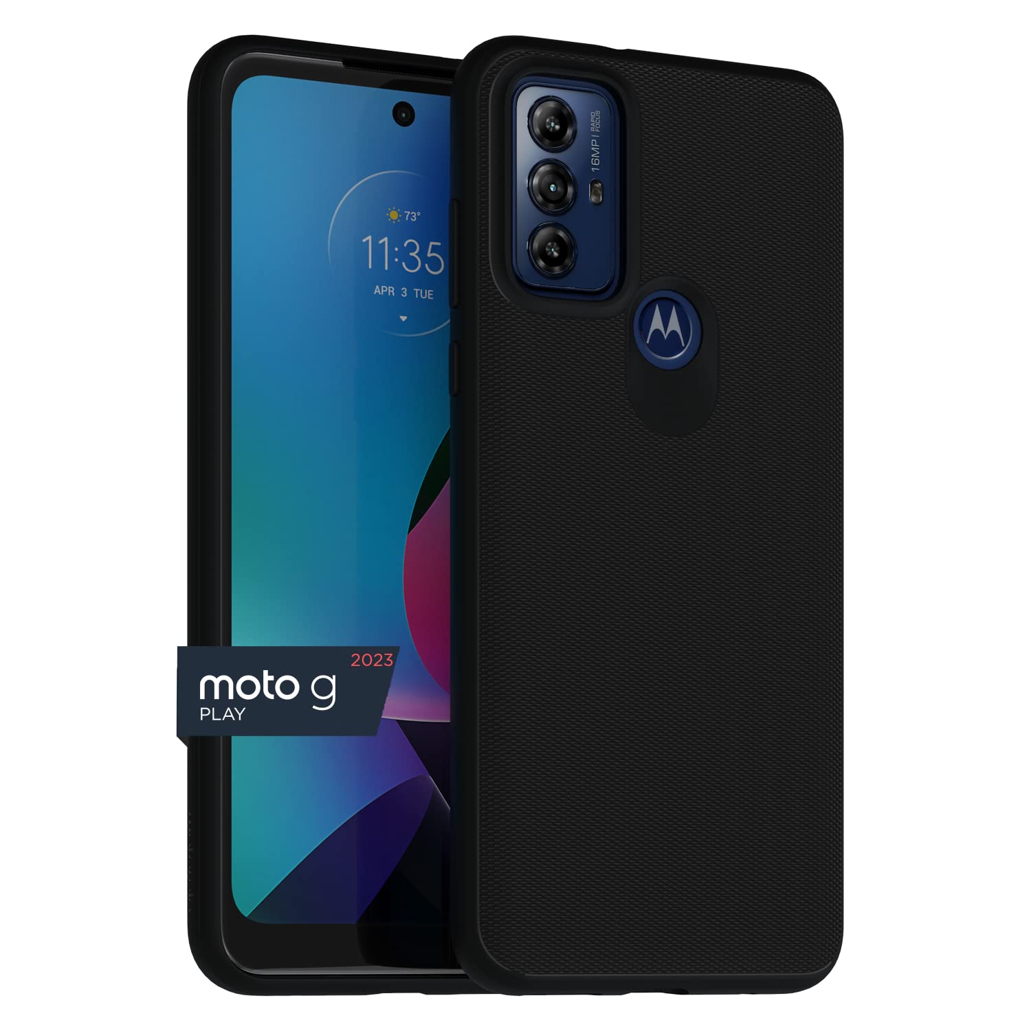 Motorola Moto G Play (2023) Textured Protective Case  Black   Precision Fit Shock Absorbing Cases For Enhanced Phone Grip, Style