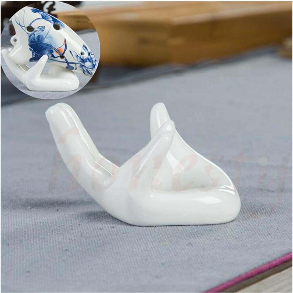 Wixine 2Pcs Ocarina White Ceramic Hand Holder Support Stand For 6 Holes 12 Holes Flute