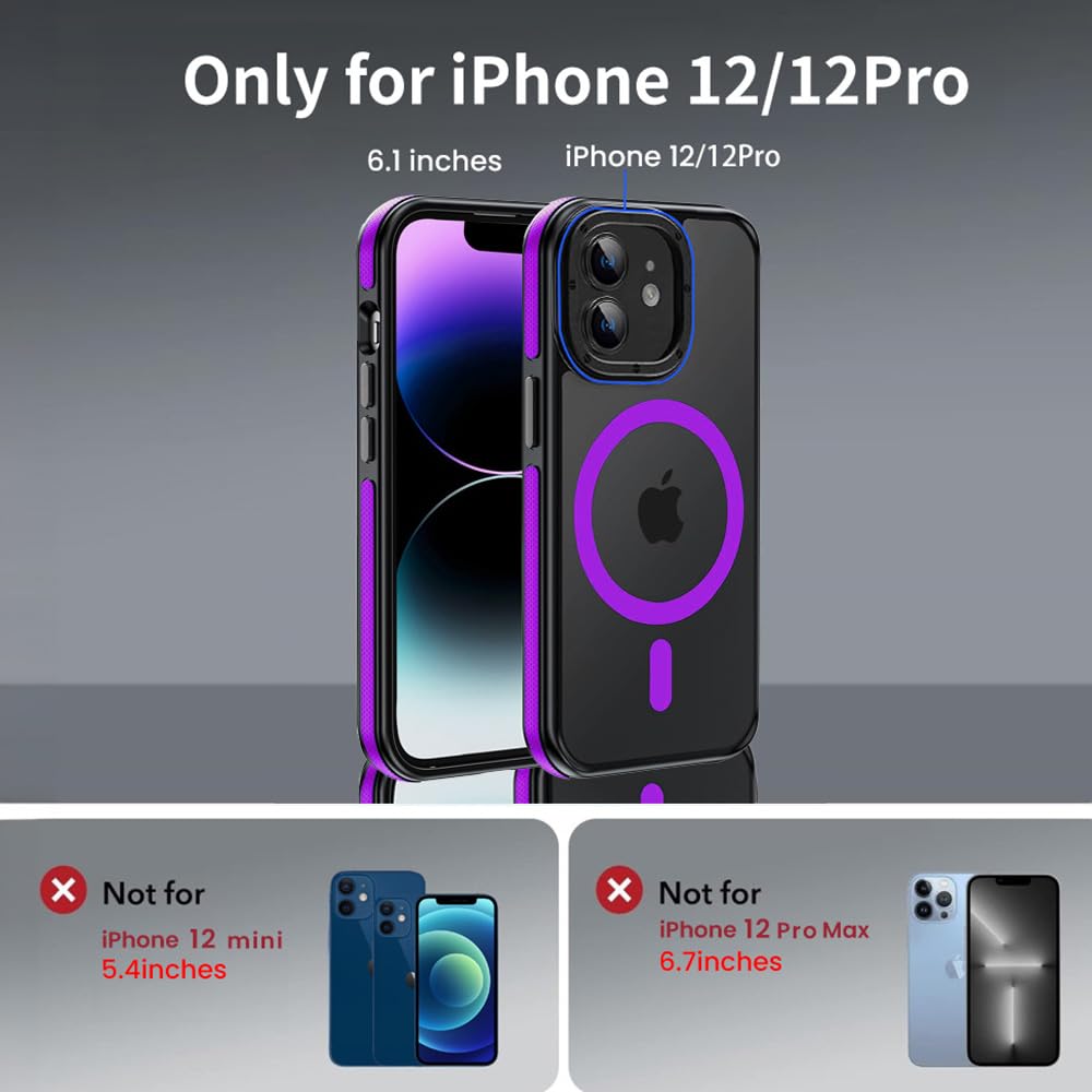 Yzoiko Strong Magnetic Case For Iphone 12 [10Ft Military Grade Protection] Compatible With Magsafe Shockproof Slim Thin Cover 6.