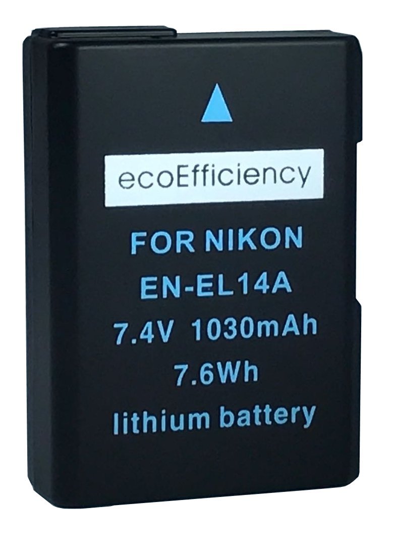 Ecoefficiency Fully Decoded En El14, En El14A Battery For Nikon D3400 Digital Slr Camera