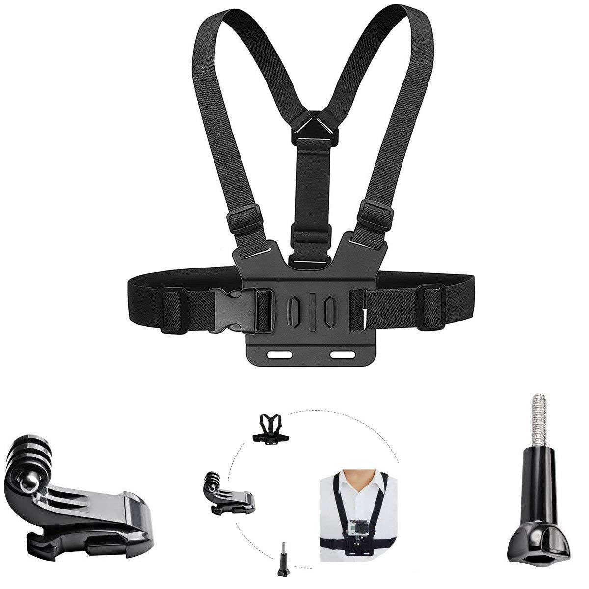 Asocea Chest Mount Strap Harness Adjustable Chest Belt With J Hook Compatible With 11 10 9 8 7 6/Akaso Ek7000/Brave 4/V50 Elite/