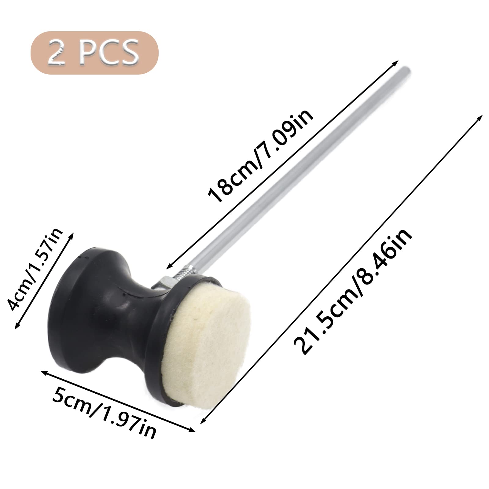 Cheerock 2Pcs Double-Sided Bass Drum Pedal Beater, Double Kick Drum Pedals Beater, Stainless Steel Handle Bass Drum Pedal Beater