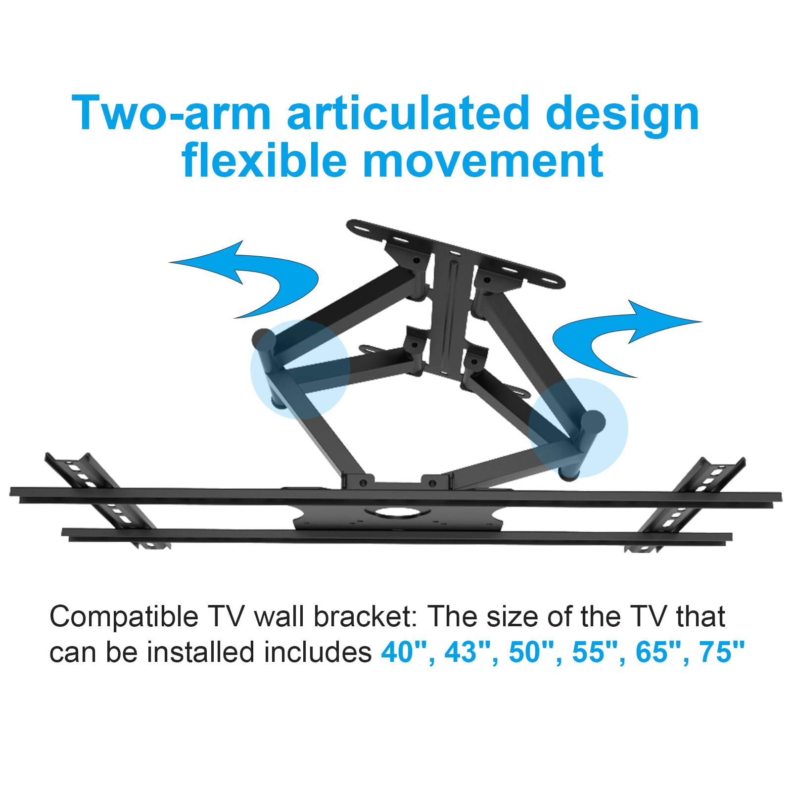 Sylvox Full Motion Outdoor Tv Wall Mount, Fits For Tv Size From 40 Inch To 75 Inch, Flexible 6 Articulating Dual Arms, Wall Moun