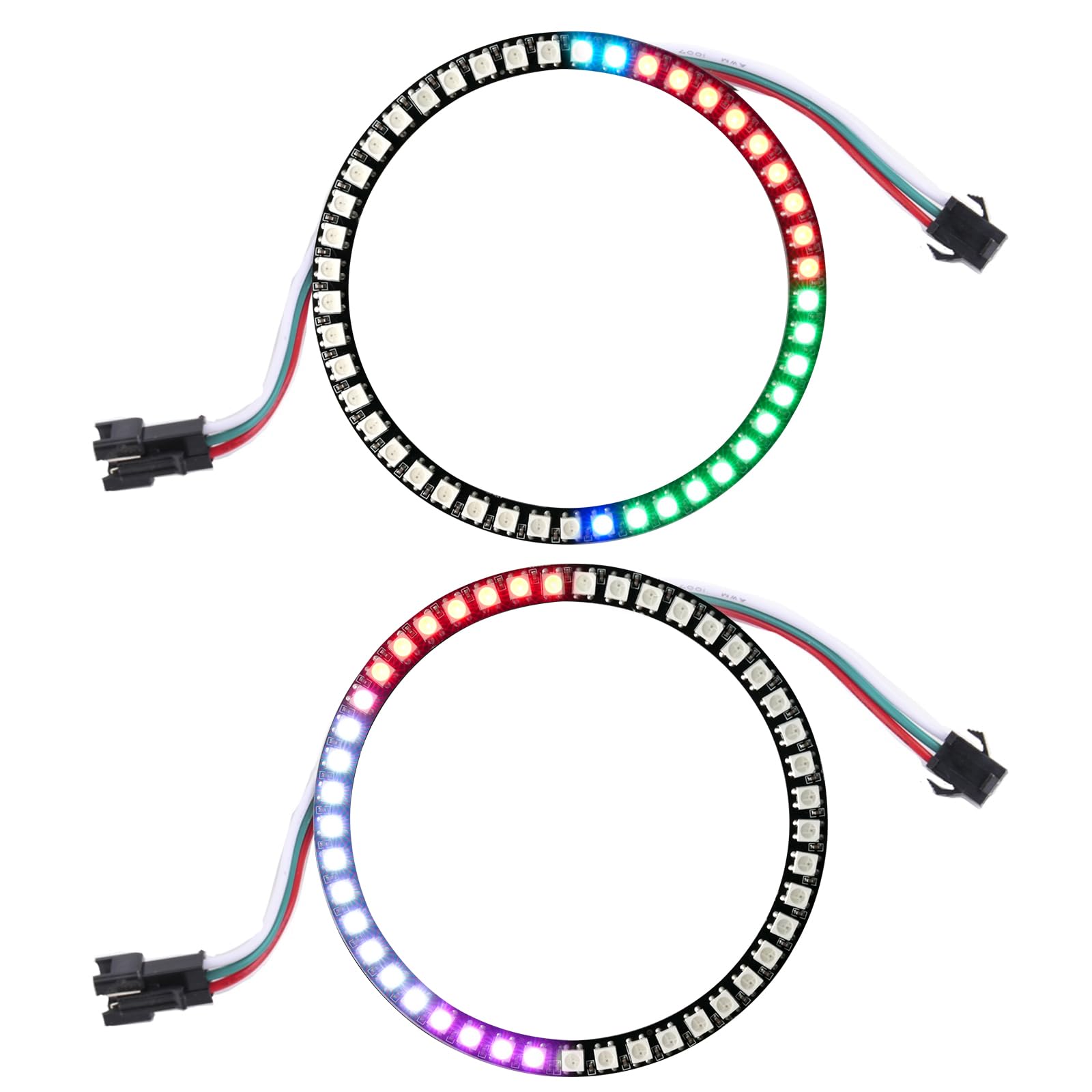Sparkleiot 45 Bits WS2812 RGB LED Ring with SM2.54-3P Wire, DC5V WS2812B 5050 Full Color LED with Build-in Driver Light Individu