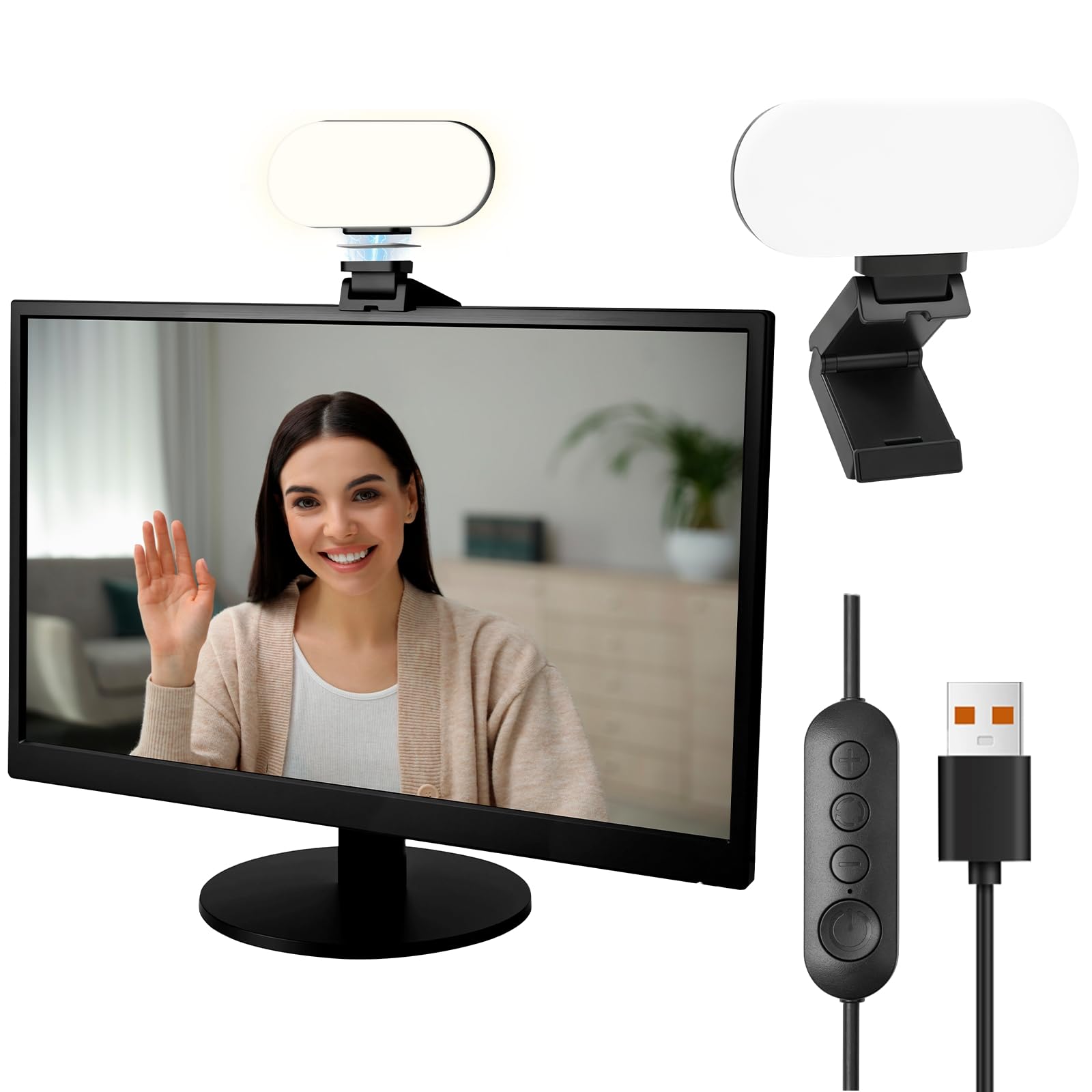 Video Conference Lighting & Computer Light  USB LED Panel for Laptop & Desktop, PlugandPlay Webcam Light for Zoom, Teams, Str
