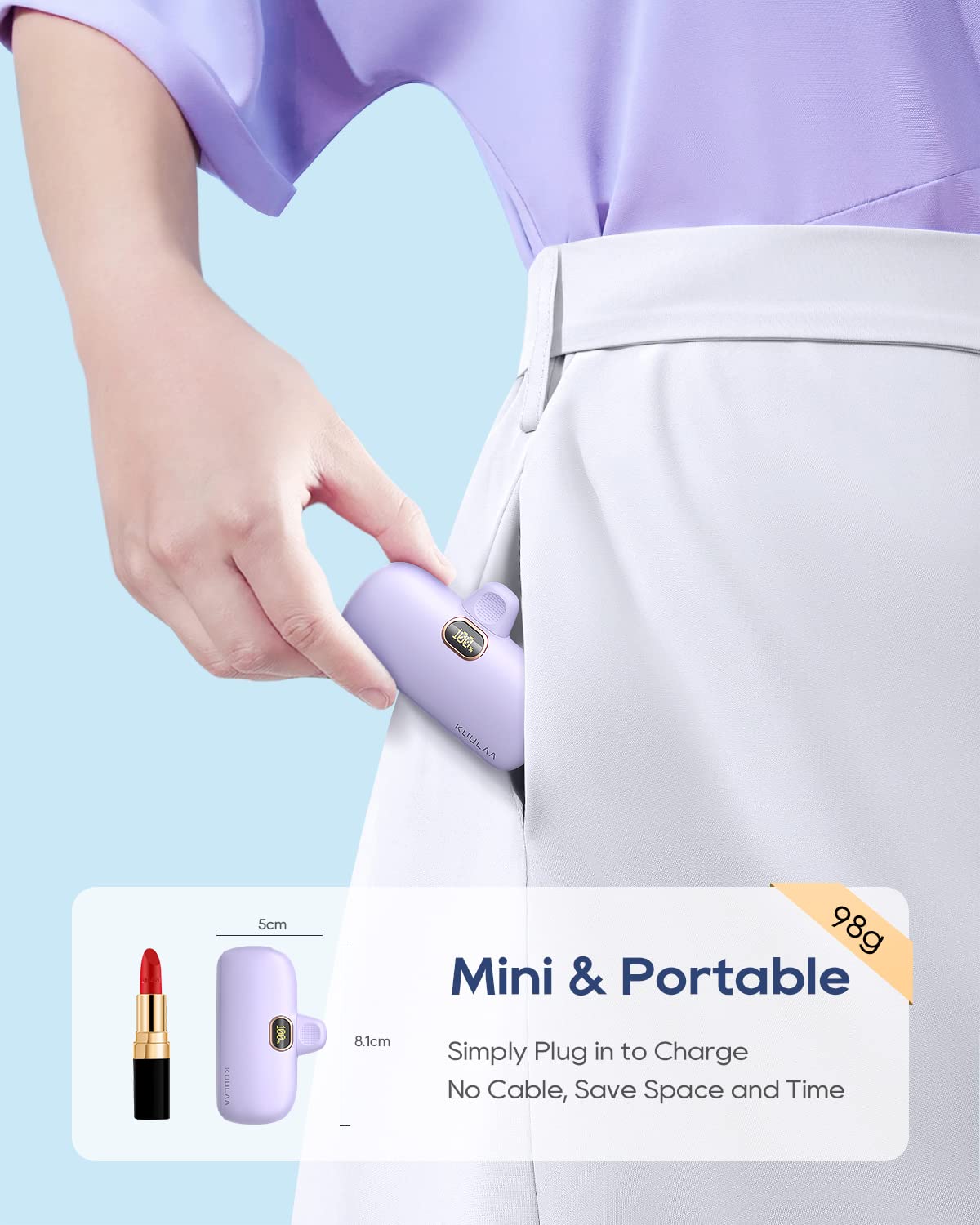 Kuulaa Portable Charger Usb C Power Bank 5000Mah Portable Phone Charger Android 20W Pd 18W Qc 3.0 Fast Portable Battery Pack Com