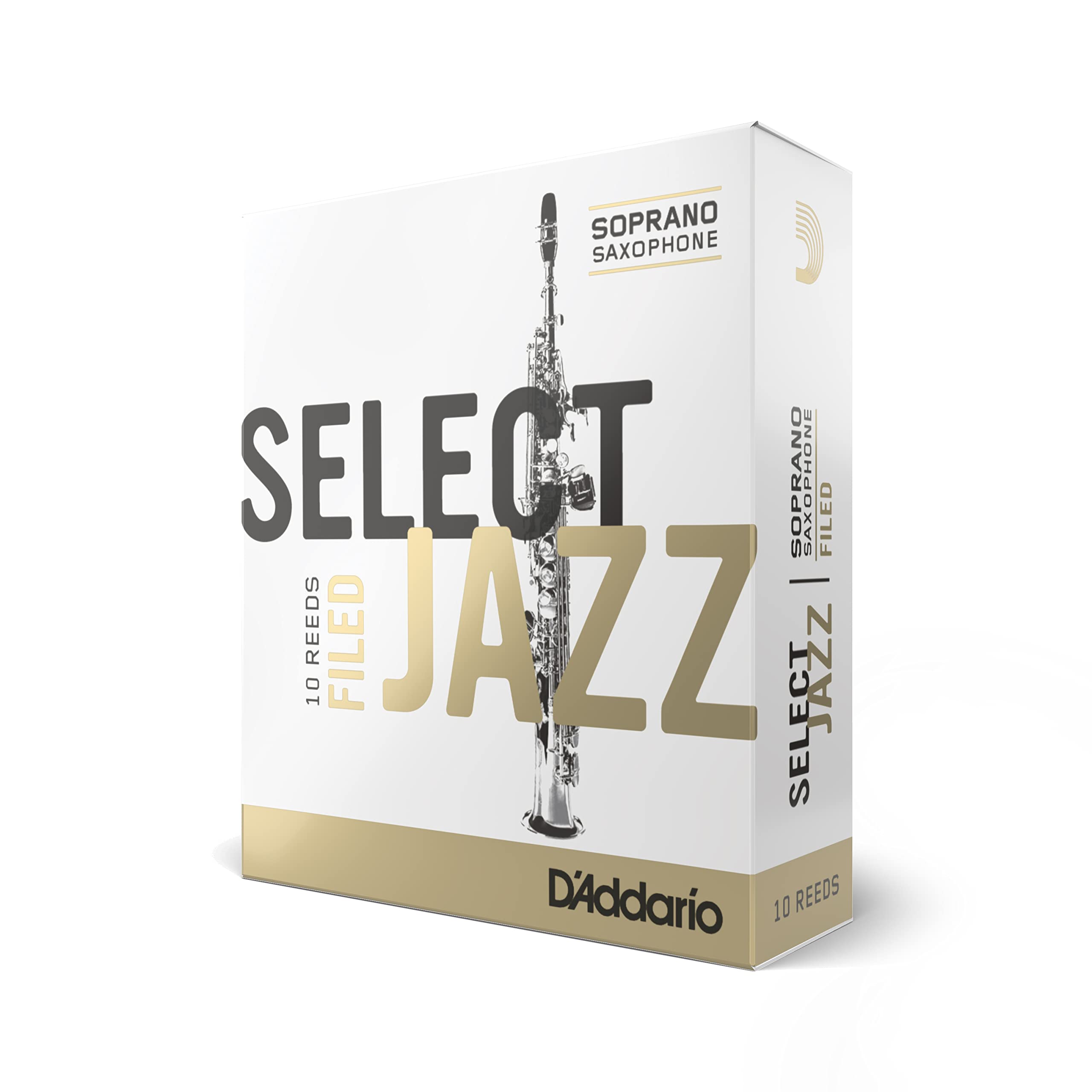D   Addario Woodwinds Rico Select Jazz Soprano Sax Reeds, Filed, Strength 2 Strength Soft, 10 Pack (Rsf10Ssx2S)