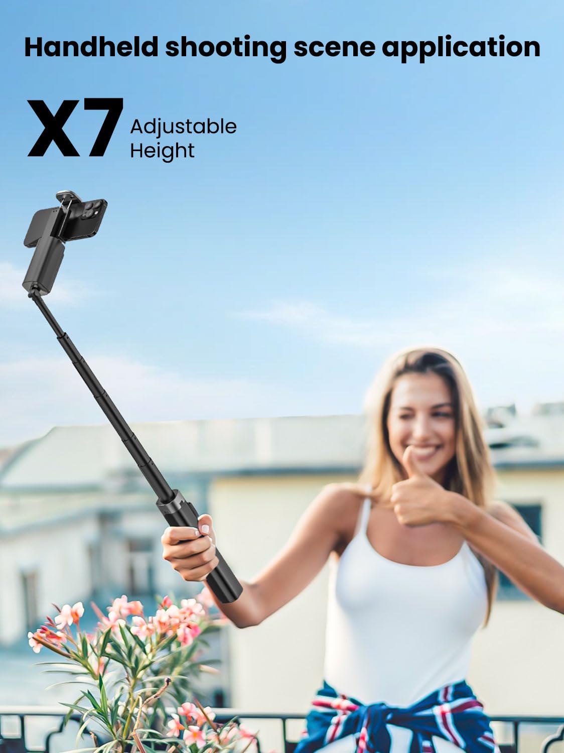Aochuan Auto Face Trackingtripod, W/Gesture Control For Iphone,Extendable Pole, 360 Rotating Selfie Stick,Wireless Remote,Video