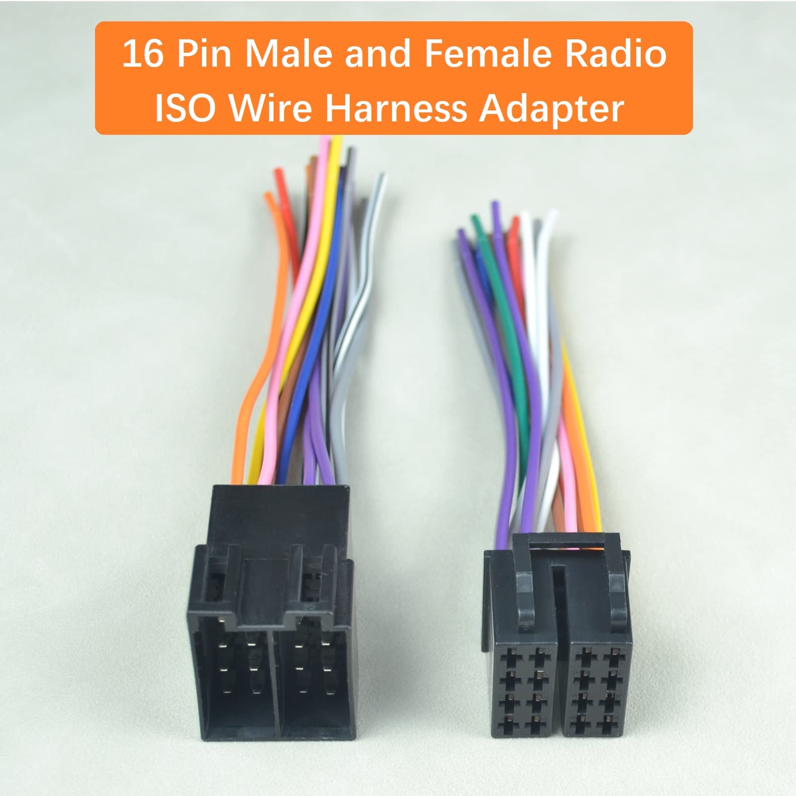 16 Pin Male Female Radio Iso Wire Harness Adapter For Peterbilt Freightliner International Semi Truck Volvo Sterling Mack Kenwor