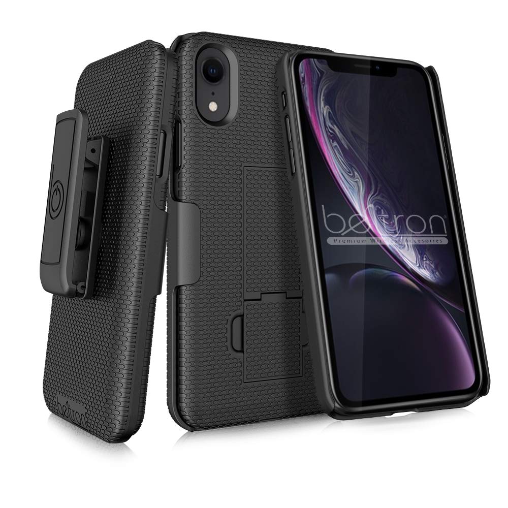 BELTRON Case with Belt Clip for iPhone XR, Slim Protective Belt Clip Slider Case (Shell/Holster Combo) with Builtin Kickstand 