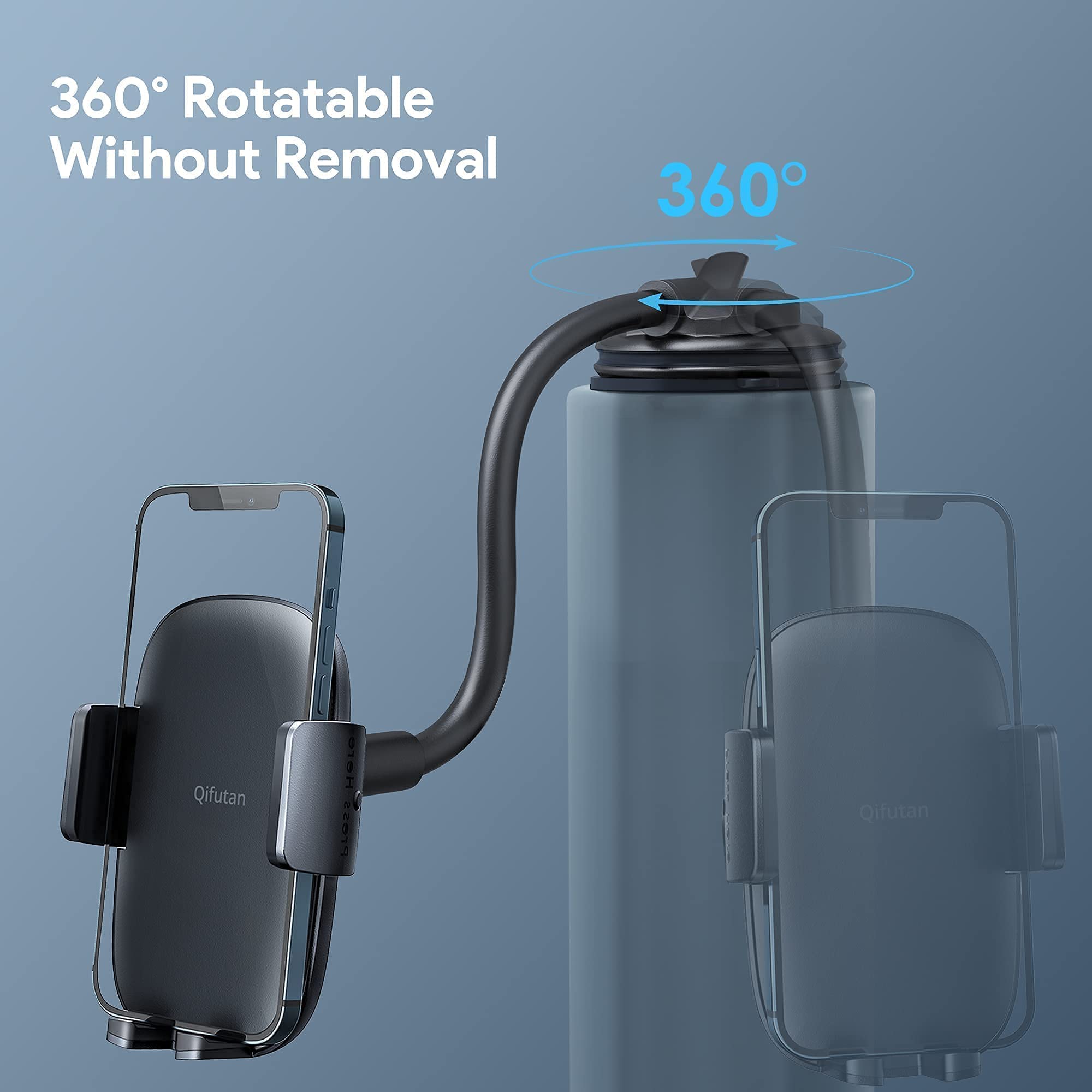 Qifutan Cell Phone Holder For Car Phone Mount Long Arm Dashboard Windshield Car Phone Holder Anti Shake Stabilizer Phone Car Hol