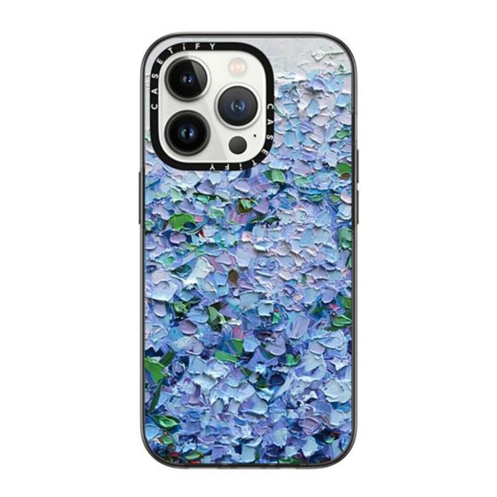 Casetify Compact Iphone 14 Pro Case [2X Military Grade Drop Tested / 4Ft Drop Protection]   Nantucket Blue Hydrangeas   Clear Bl