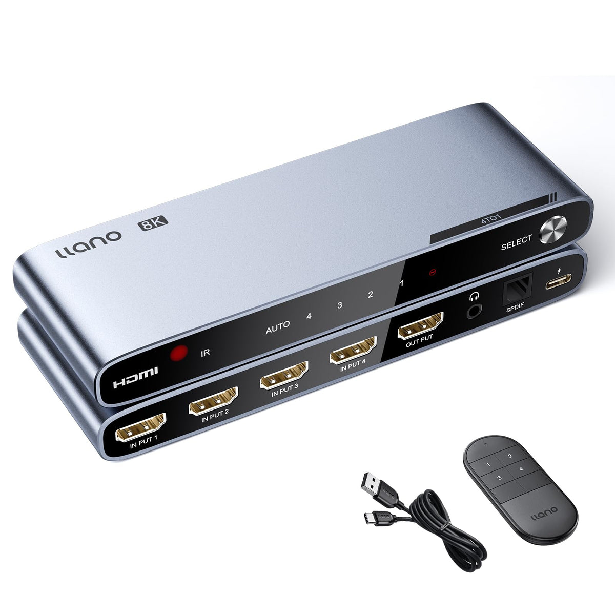 Llano Hdmi 2.1 Switch 4K@120Hz Hdmi Switcher With Audio Extractor(Optical & 3.5Mm Out, Spdif 7.1Ch, High Speed 48Gbps), 4 In 1 O