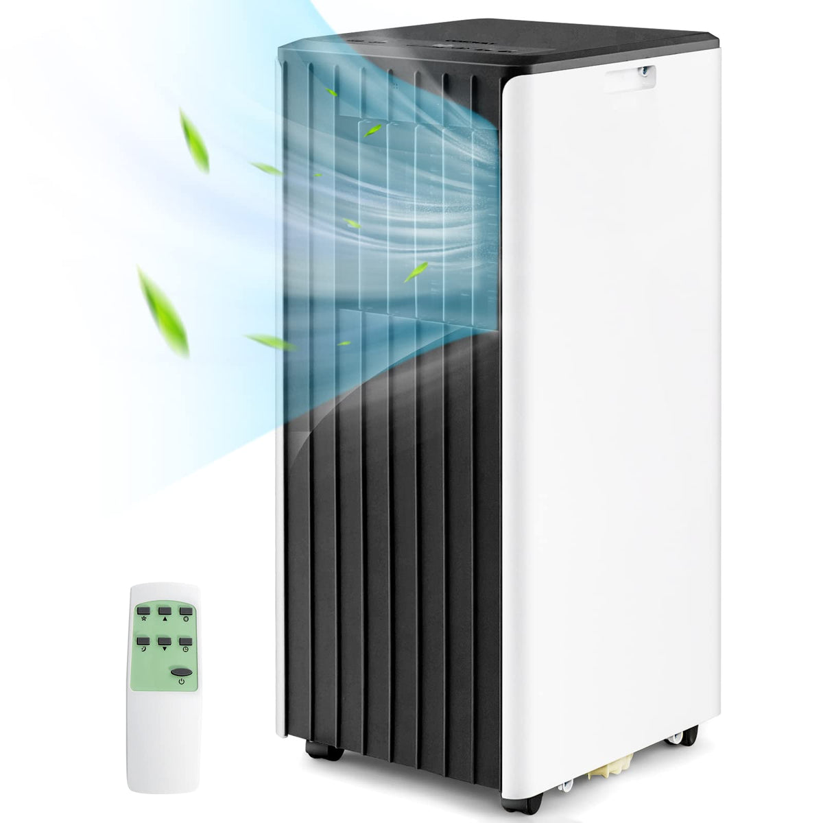 Costway 10000 Btu Portable Air Conditioner, 3 In 1 Ac Unit With Dehumidifier & Smart Sleep Mode, 24H Timer & Remote Control, Cools Rooms Up To 350 Sq.Ft, Window Kit Included (White + Black)