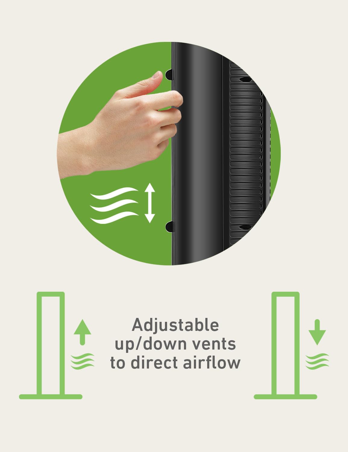 Holmes 31'' Manual Tower Fan, 70 Oscillation, 3 Speeds, 2 Hour Auto Shut Off Timer, Adjustable Vents, Compact And Slim Profile,