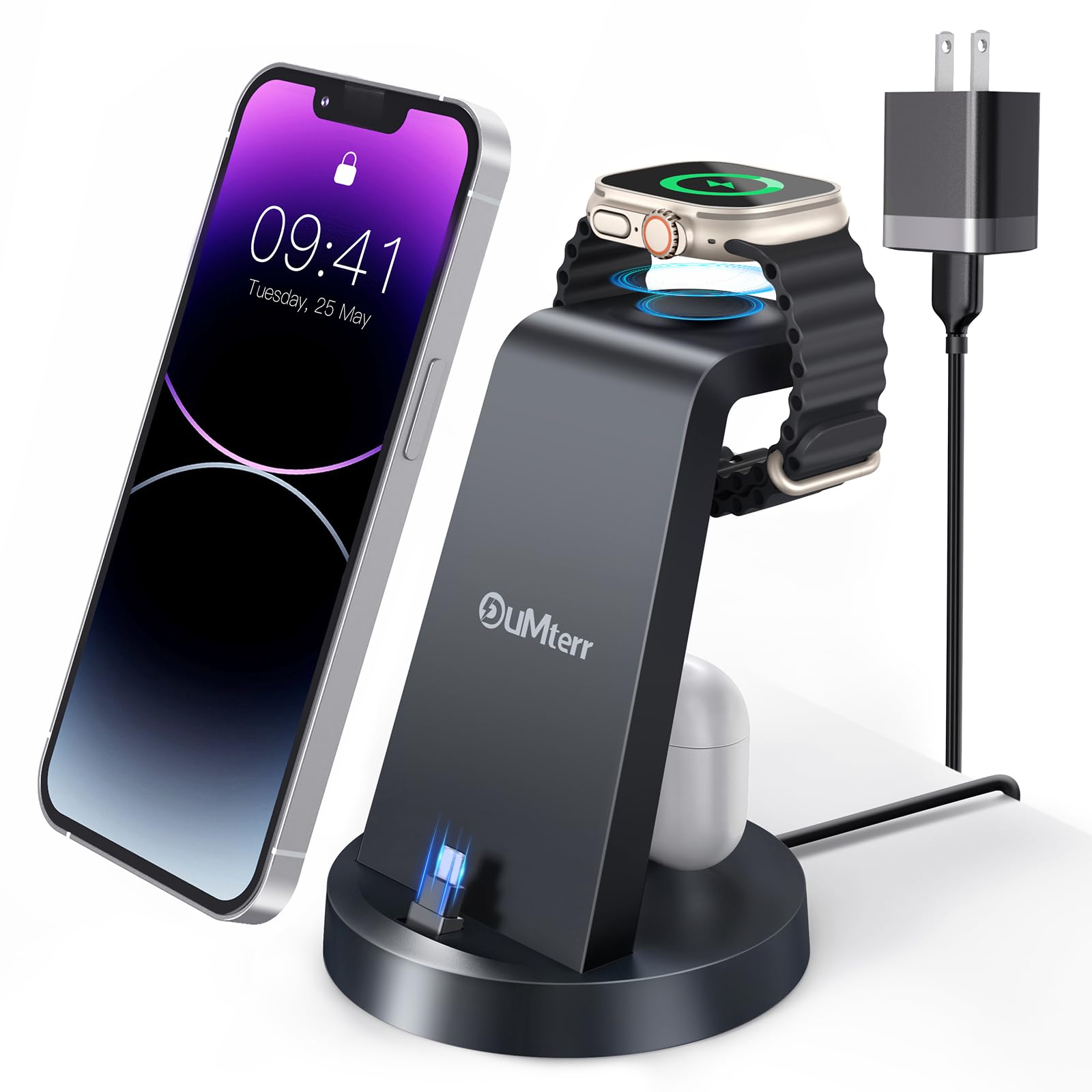 Charging Station for Multiple Devices,3 in 1 Fast Charging Station Dock for iPhone Series 14 Pro Max/13/12/11/X/8 Plus,for Airpo
