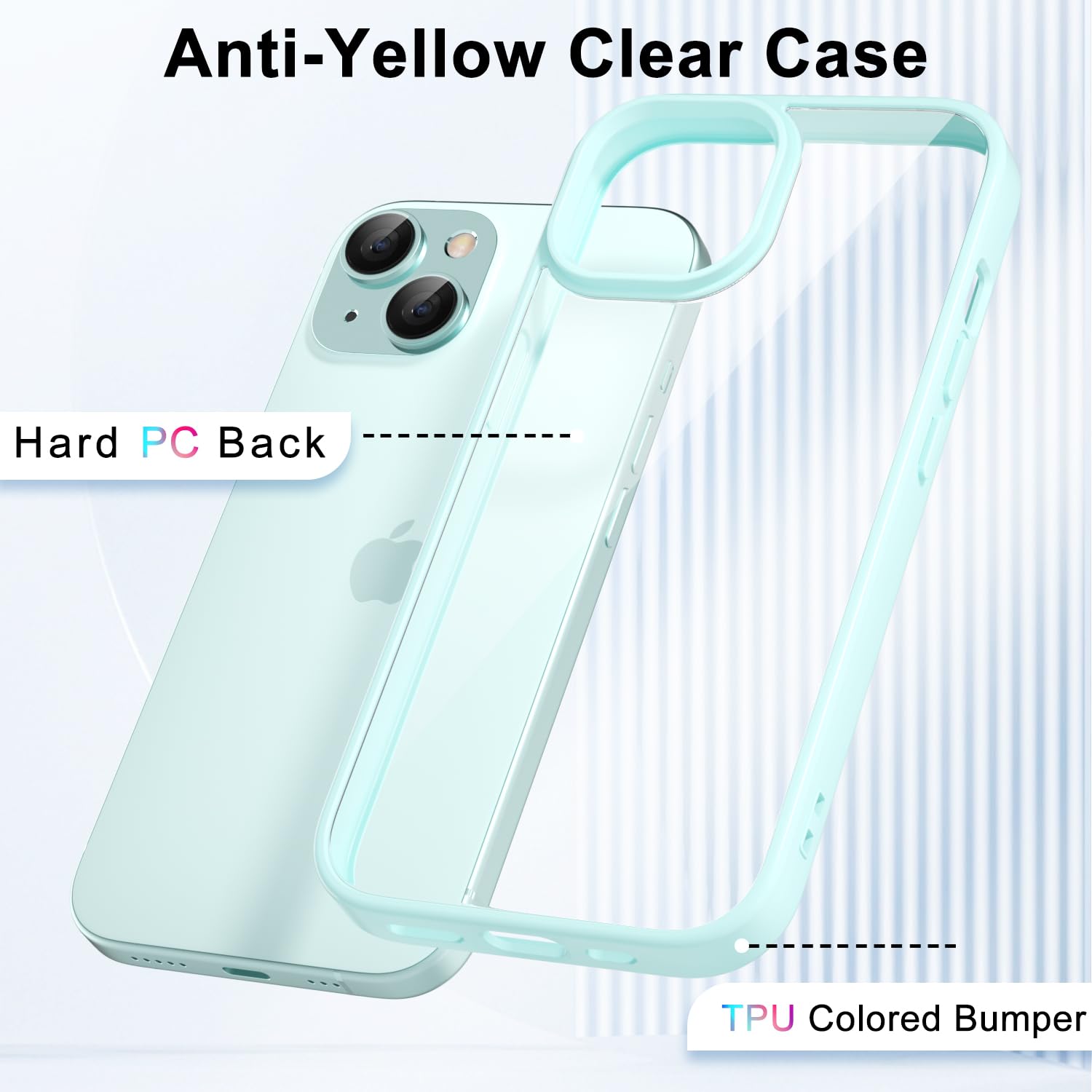 Loeoel For Iphone 13 Case Clear, Transparent Hybrid 13 Phone Case [Hard Plastic & Soft Silicone Bumper] Acrylic Non Yellowing Th